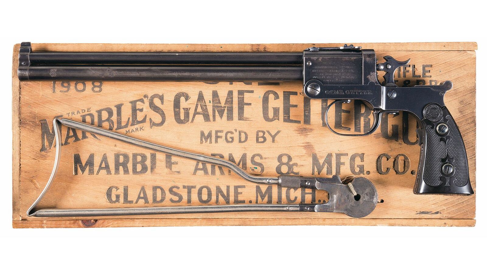 Marbles 1908 Game Getter, AOW, w/Box, Holster | Rock Island Auction