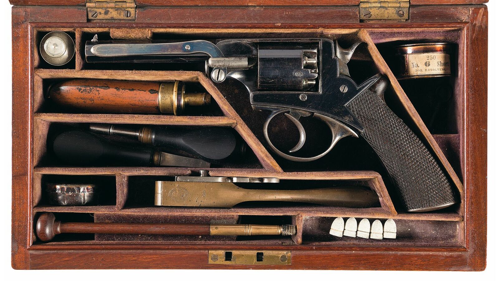 Cased Beaumont-adams Percussion Revolver With Accessories 