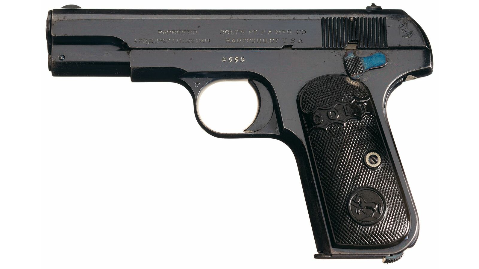 Colt 1908 Pocket Hammerless w/Audley Holster Rock Island Auction