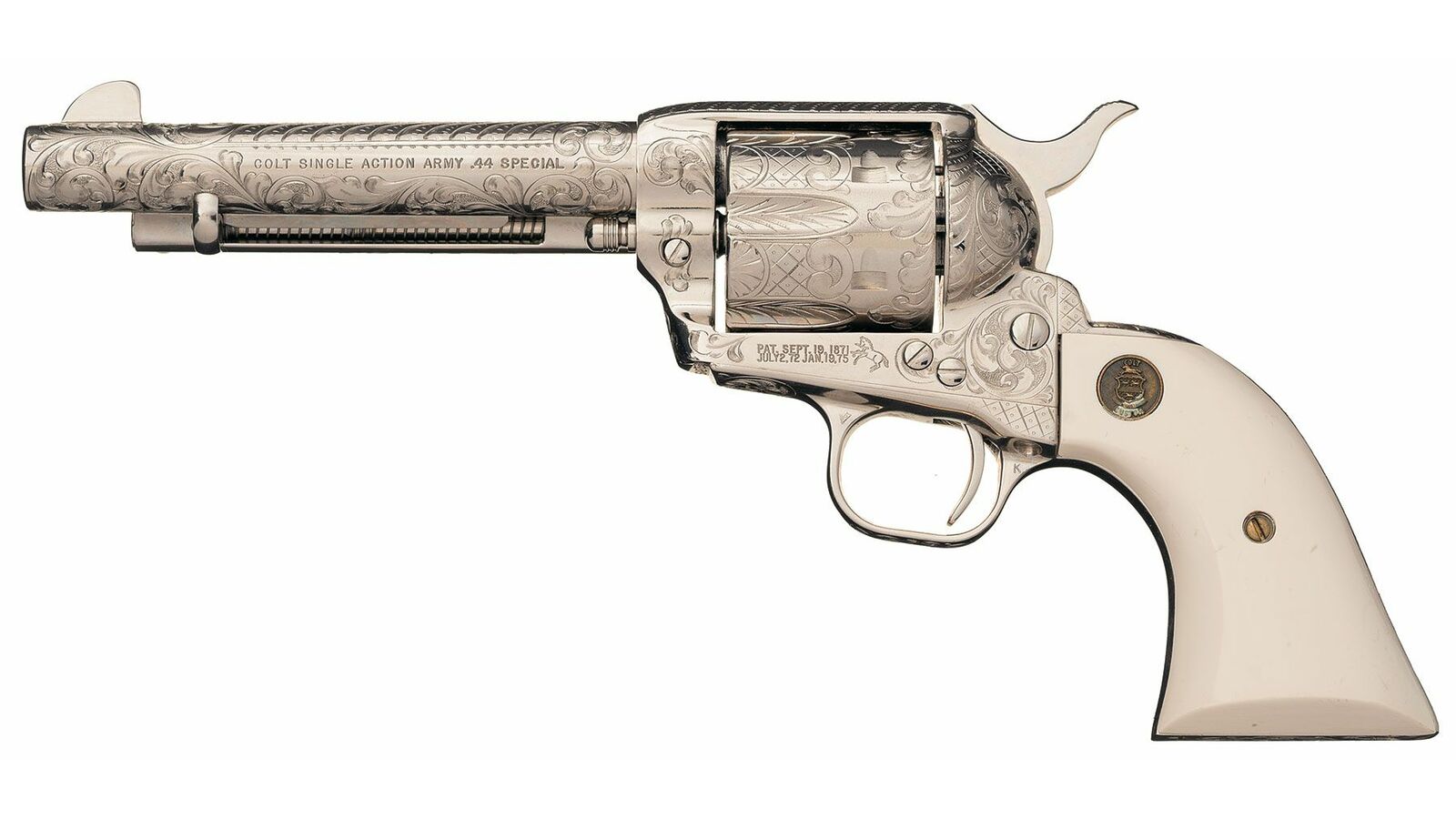 Factory Engraved Nickel Colt Single Action Army Revolver | Rock Island ...