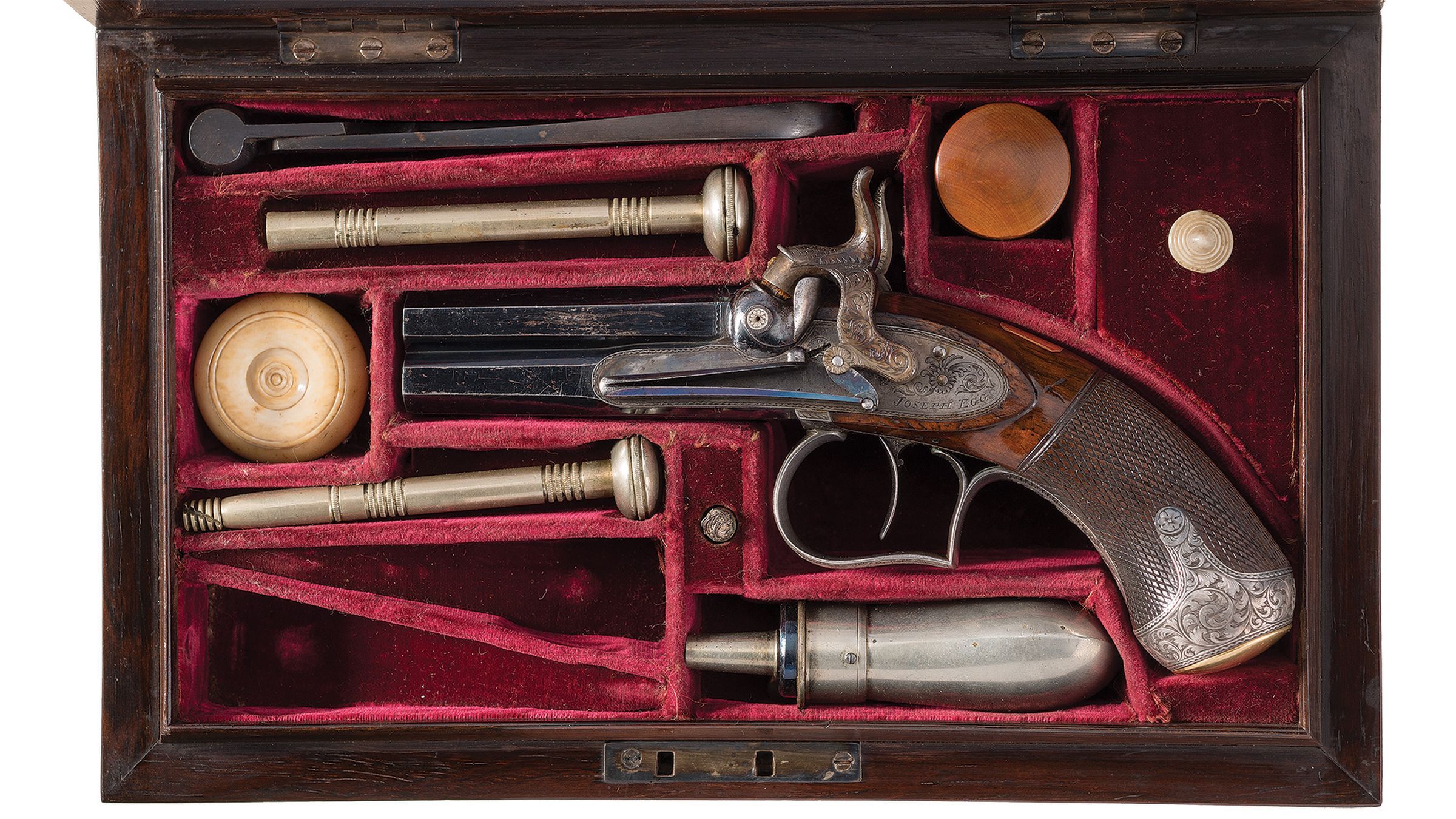 Cased Joseph Egg Over/Under Percussion Pocket Pistol Rock Island Auction