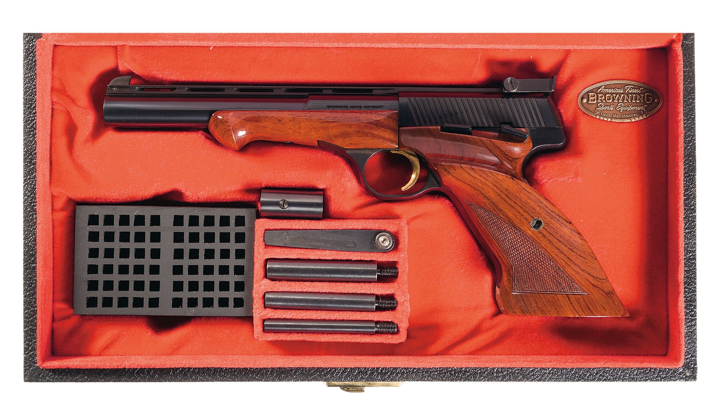 Cased Browning Medalist Semi Automatic Pistol With Accessories Rock Island Auction 9554