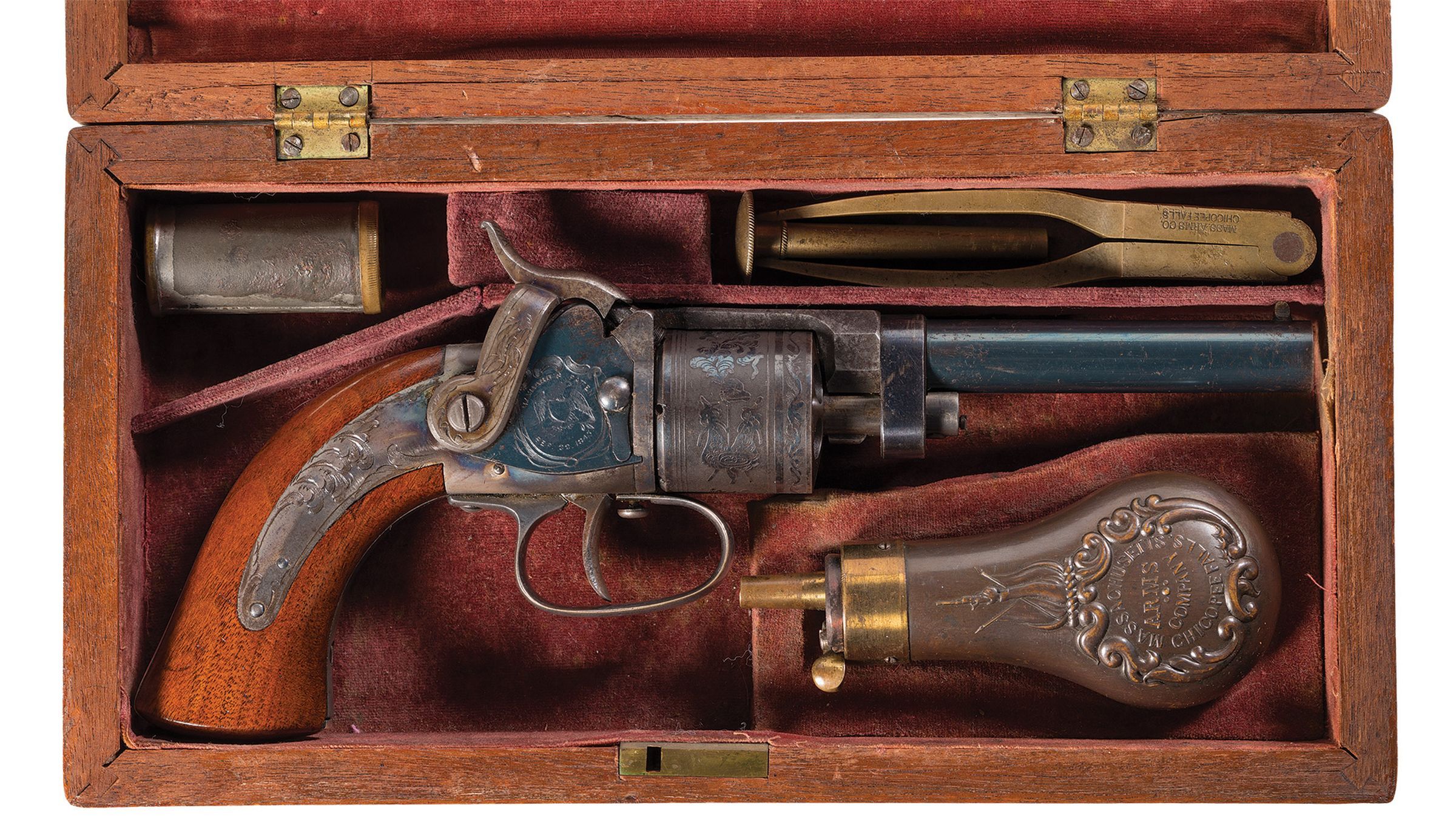 Cased Massachusetts Arms Co. Maynard Primed Belt Model Revolver | Rock ...