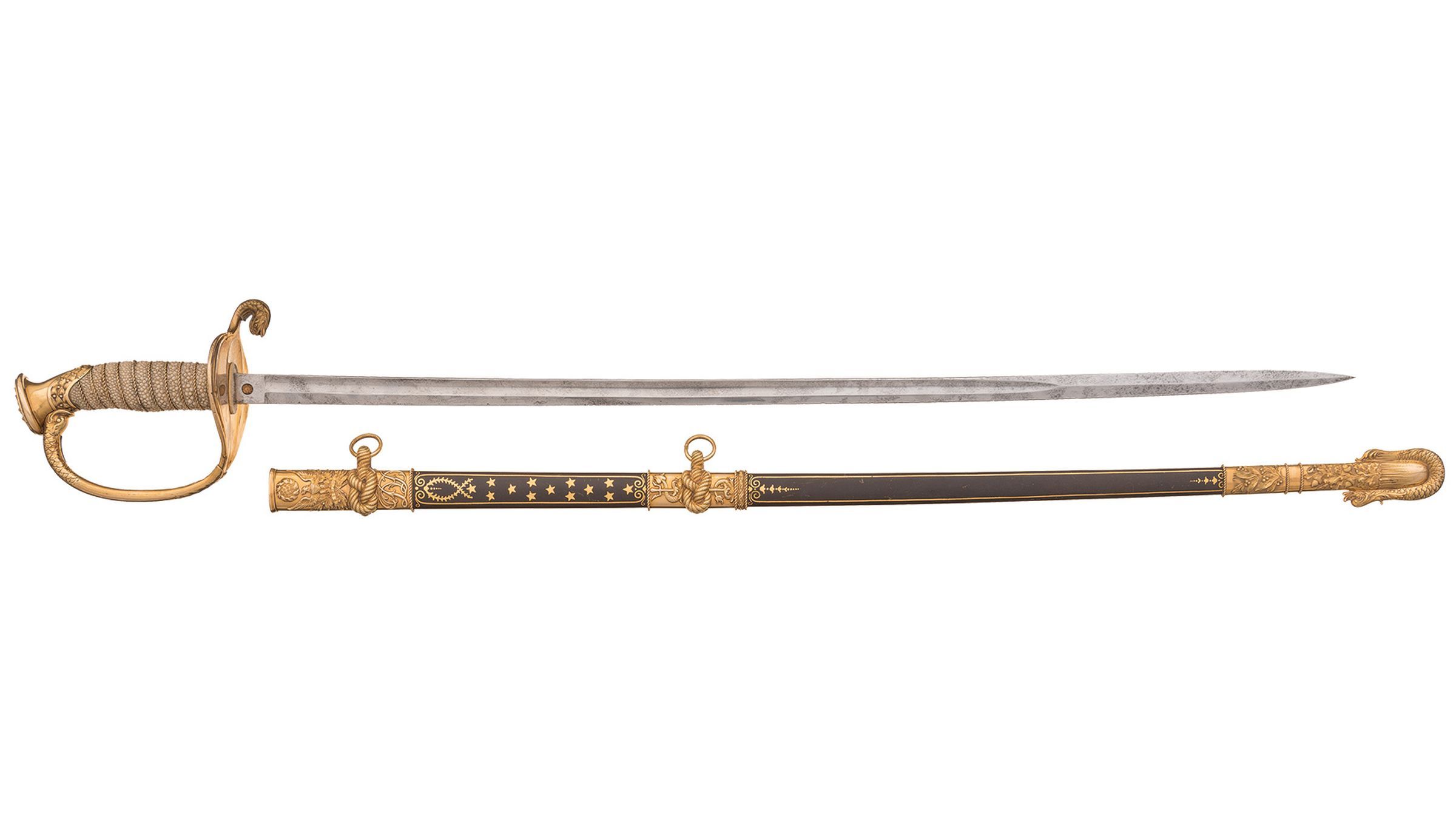 Com. D. Delehanty 14K Gold U.S. Navy Officer's Sword and Scabbed | Rock ...