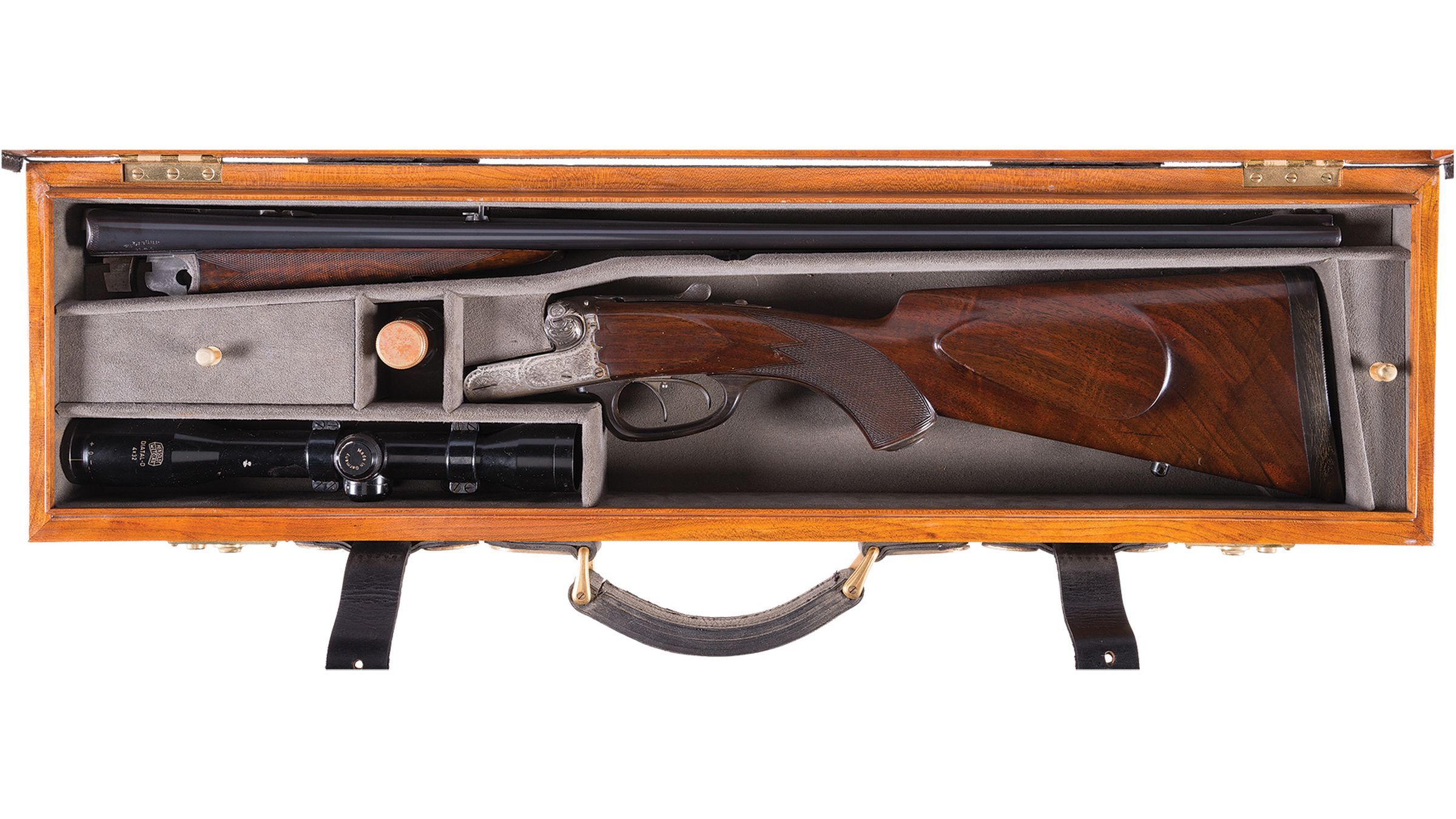 Engraved Rifle Case Engraved E. Kettner Double Barrel Hammerless Rifle, Case | Rock Island ...