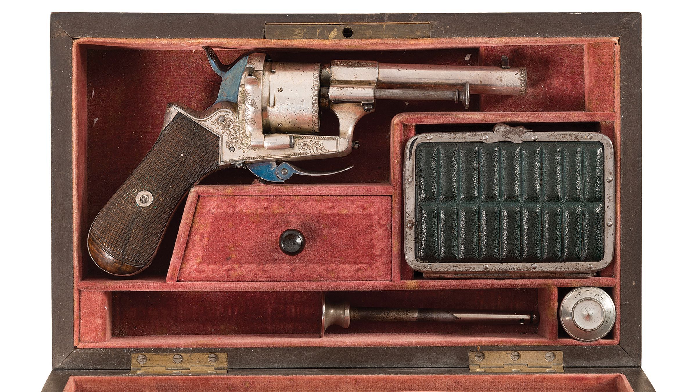 Cased Engraved Double Action Pinfire Revolver With Ammunition Rock Island Auction 0315