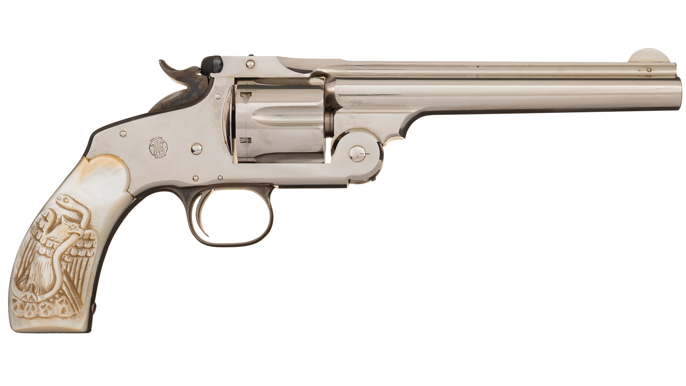 S&W New Model No. 3 Revolver, Eagle Relief Carved Pearl Grips