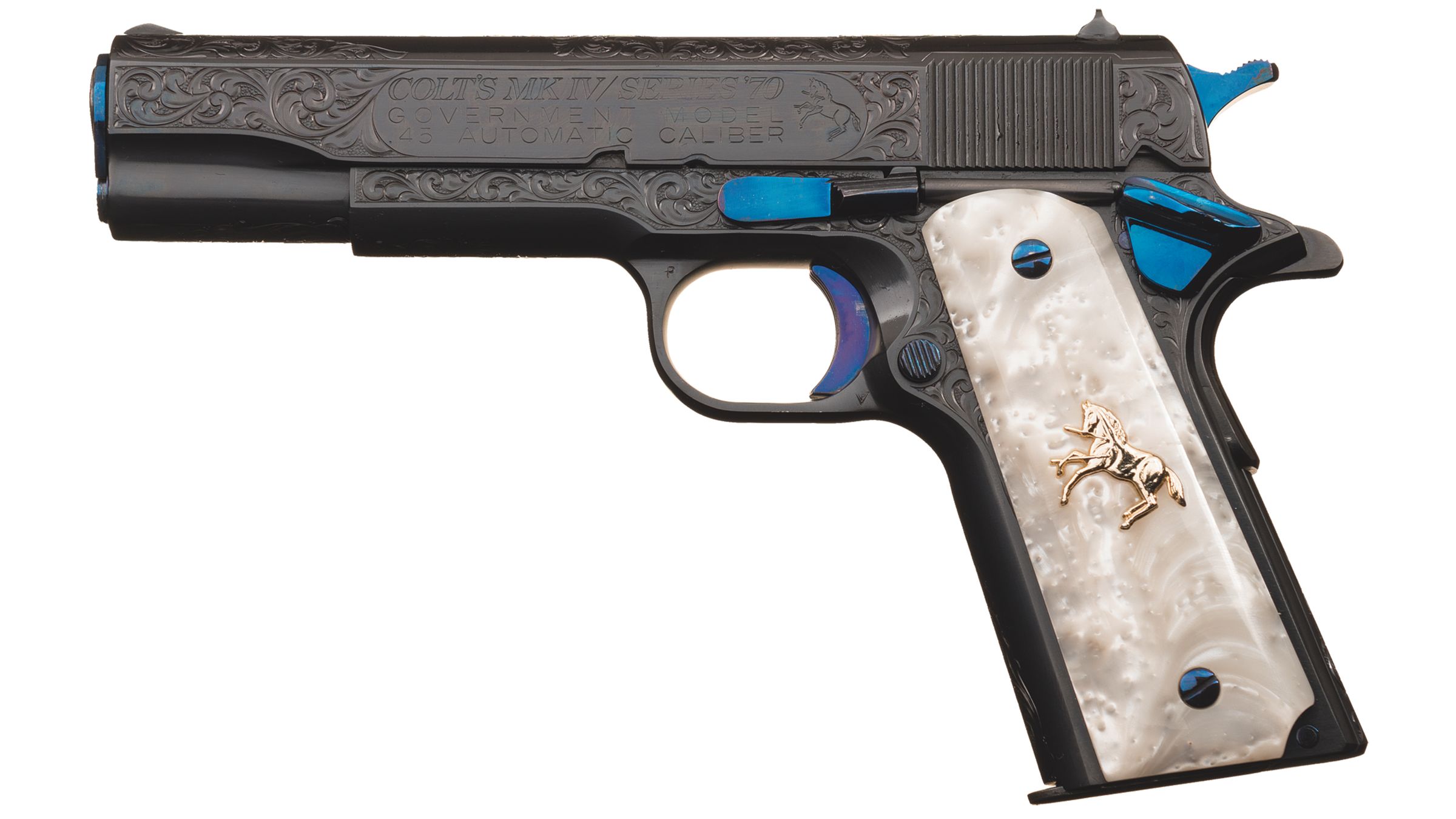 Engraved Colt Mk IV Series 70 Government Model Pistol | Rock