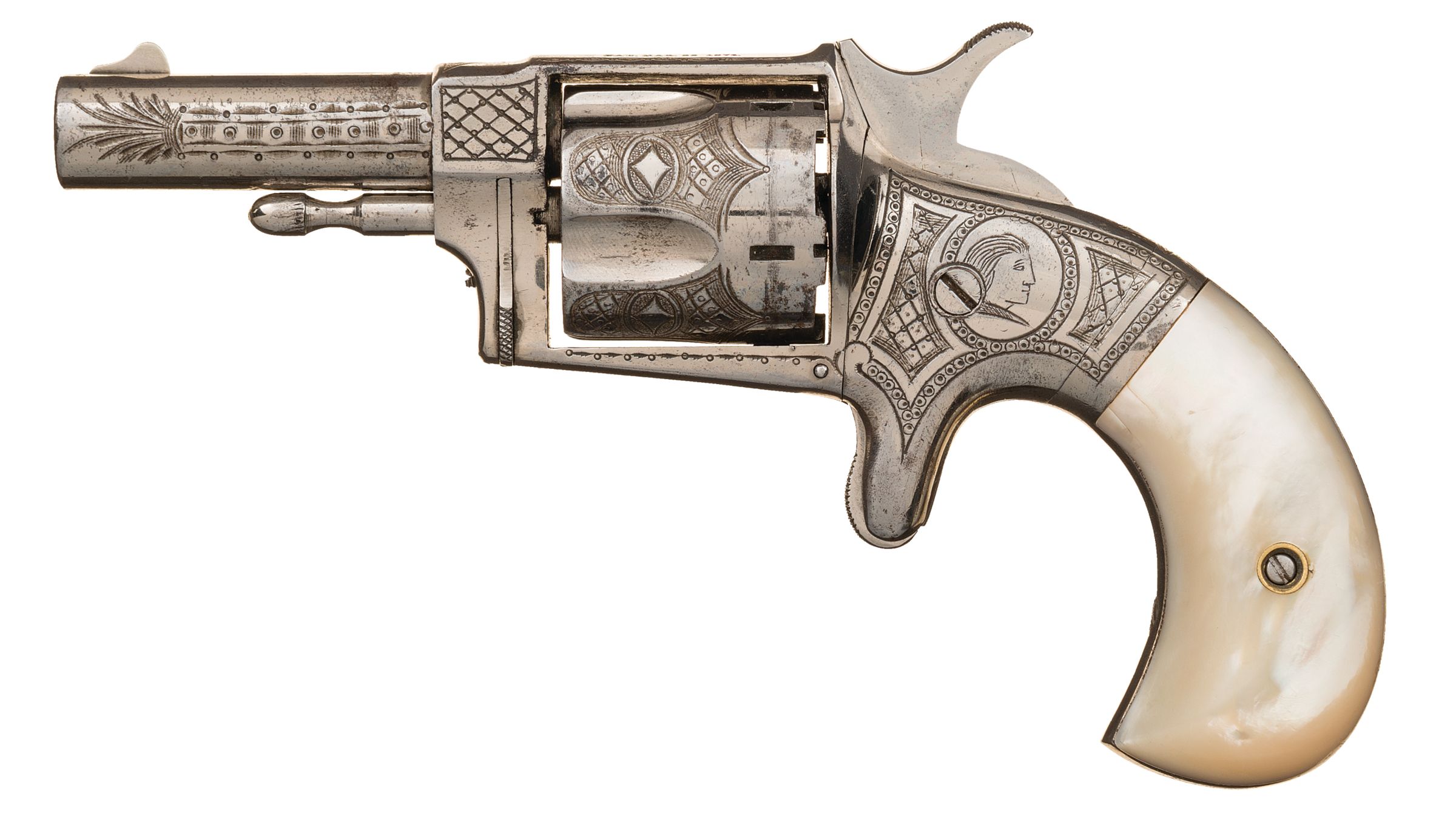 Engraved Hopkins & Allen XL No. 4 Revolver with Pearl Grips | Rock