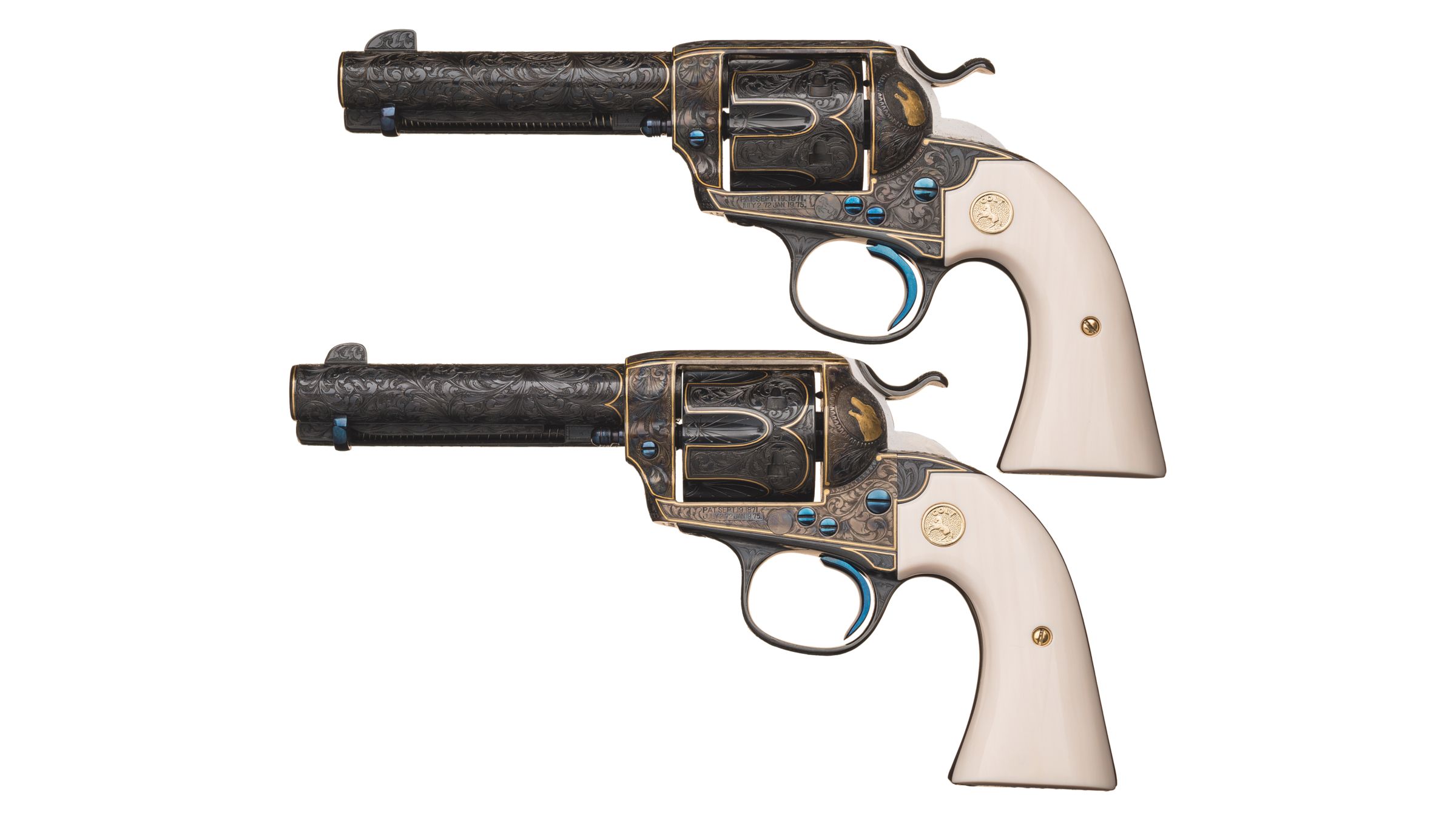 Ken Hurst Engraved and Gold Inlaid Pair of Colt Bisley Revolvers | Rock ...