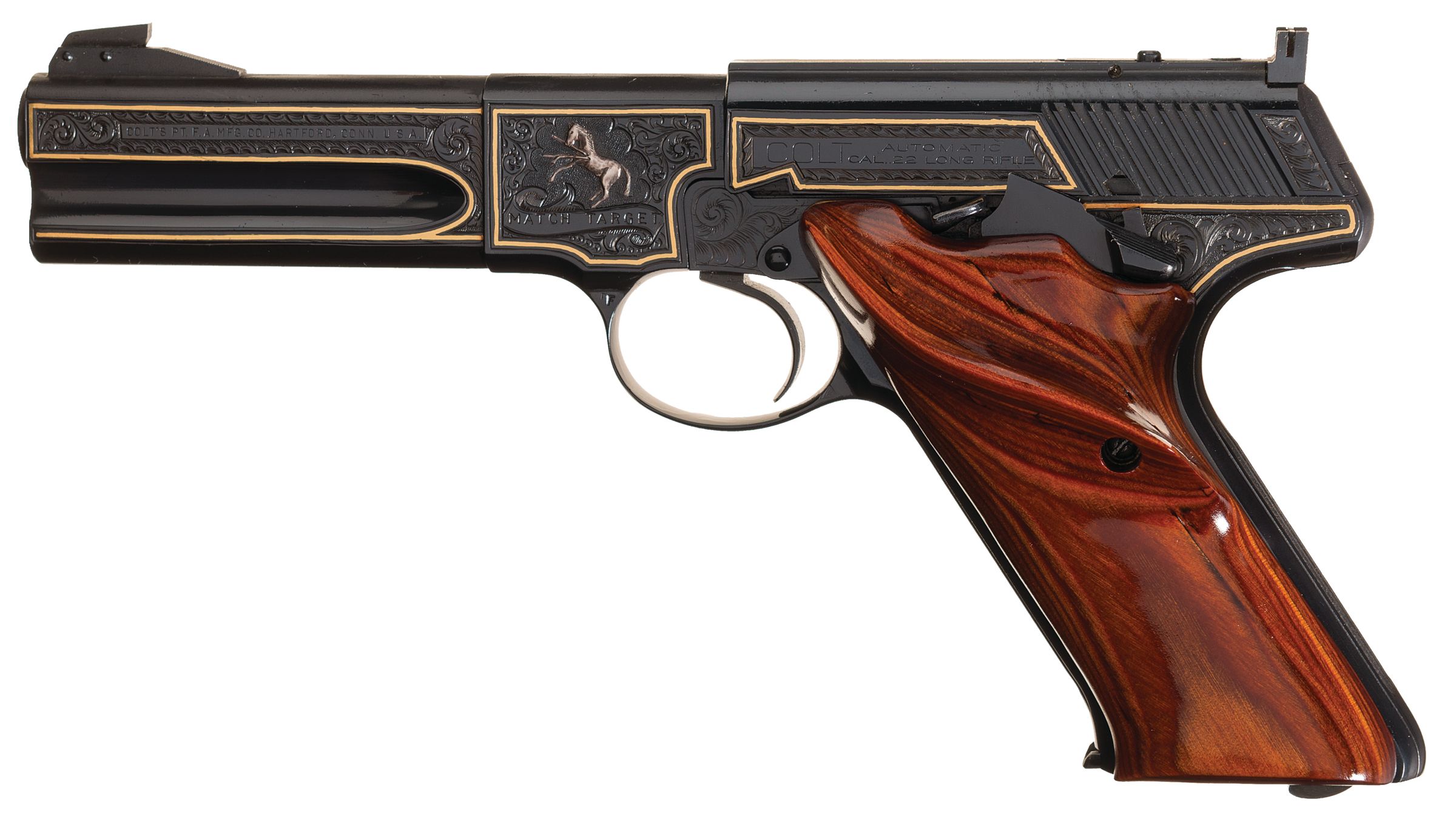 Woodard Master Engraved-Inlaid Colt Match Target Woodsman Pistol | Rock ...