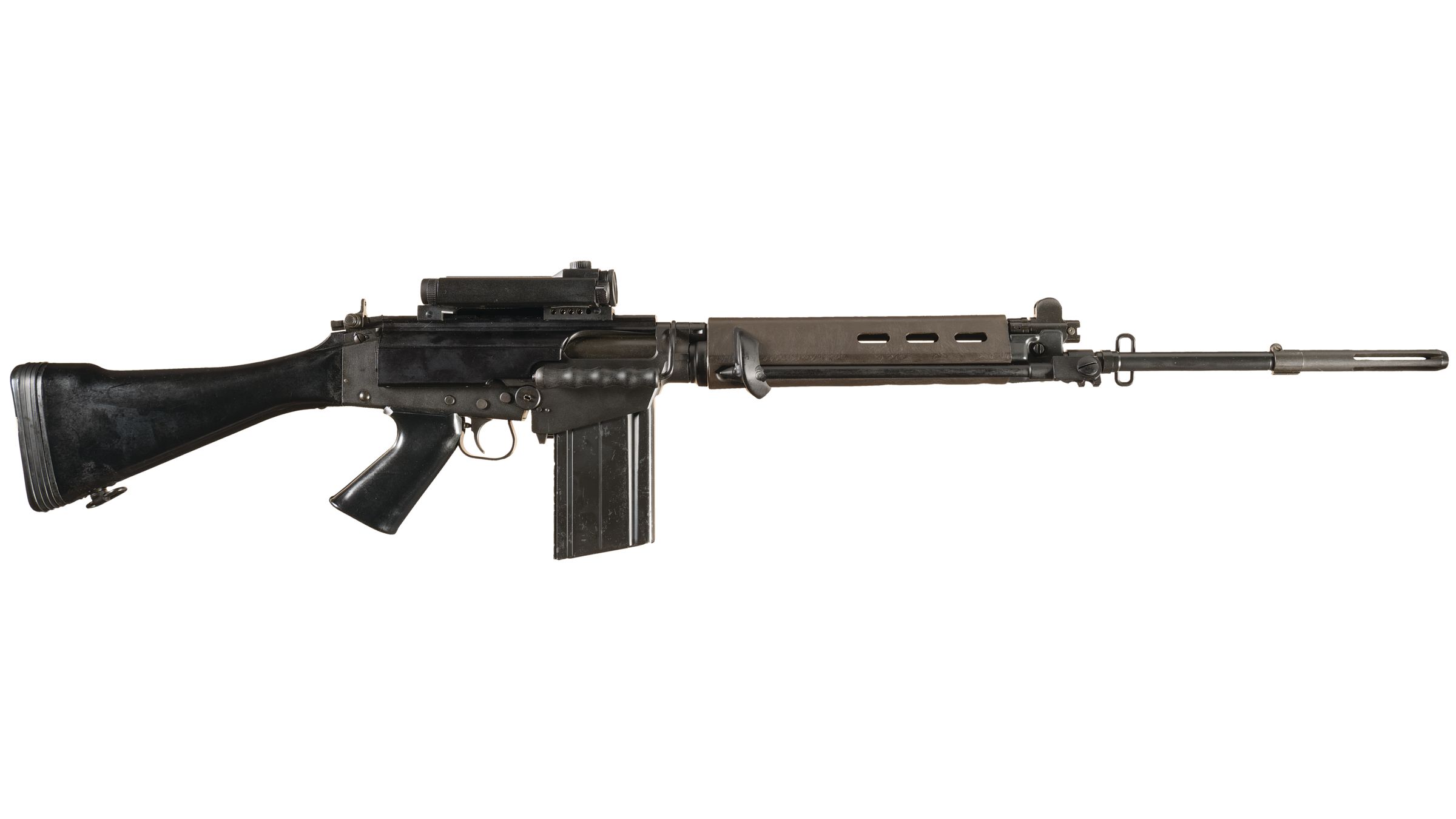 Excellent FN FAL Rifle, 2 Ex Mags, Aimpoint Sight Rock Island Auction