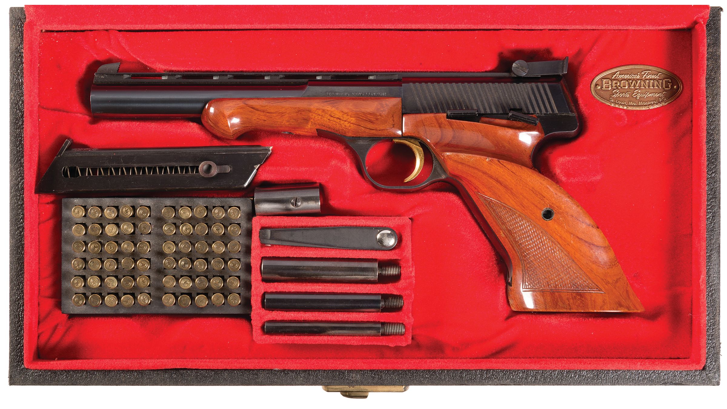 Cased Belgian Browning Medalist Semi Automatic Pistol Rock Island Auction 4710