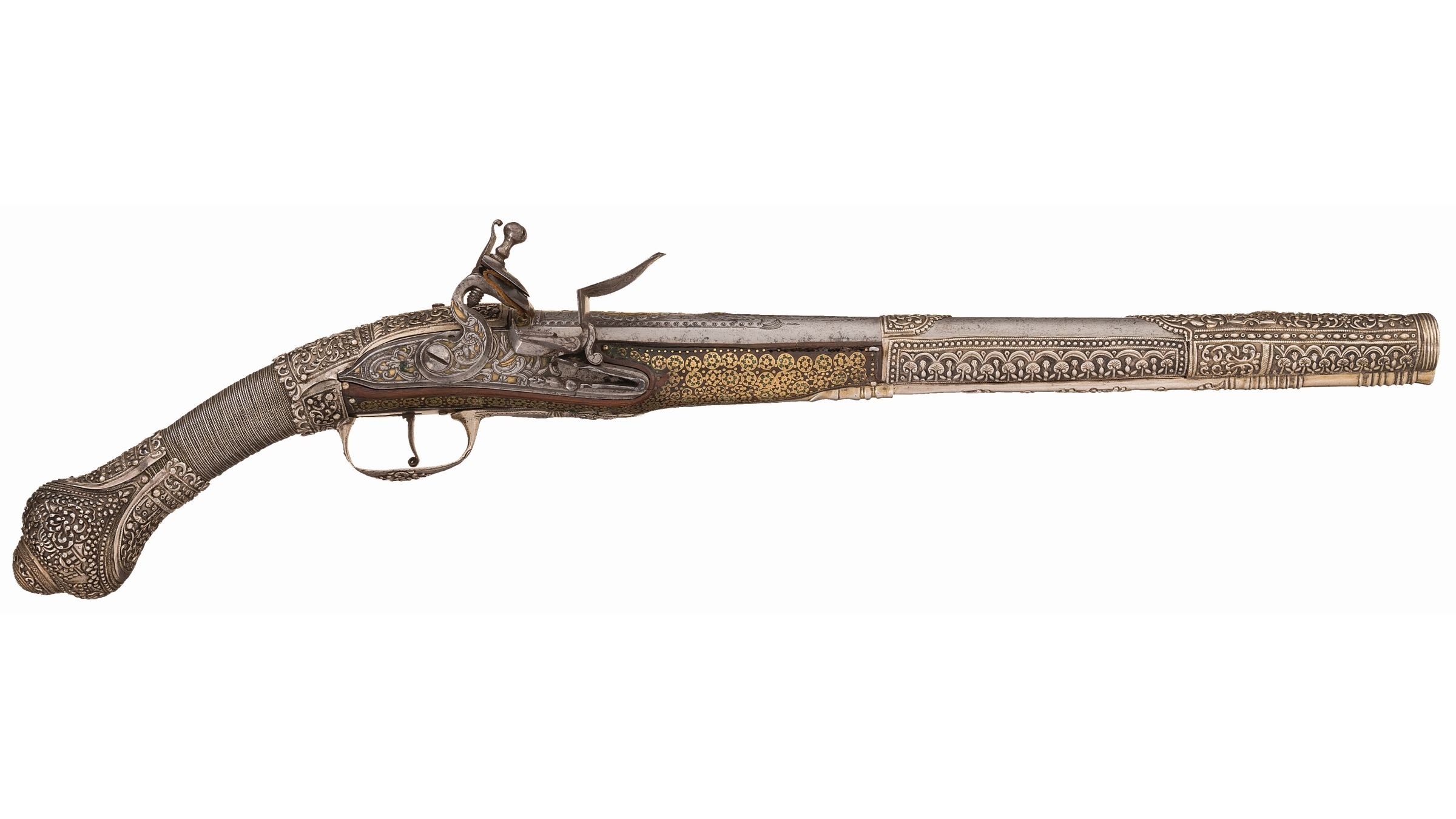 Heavily Decorated Silver Mounted Ottoman Flintlock Pistol | Rock Island ...