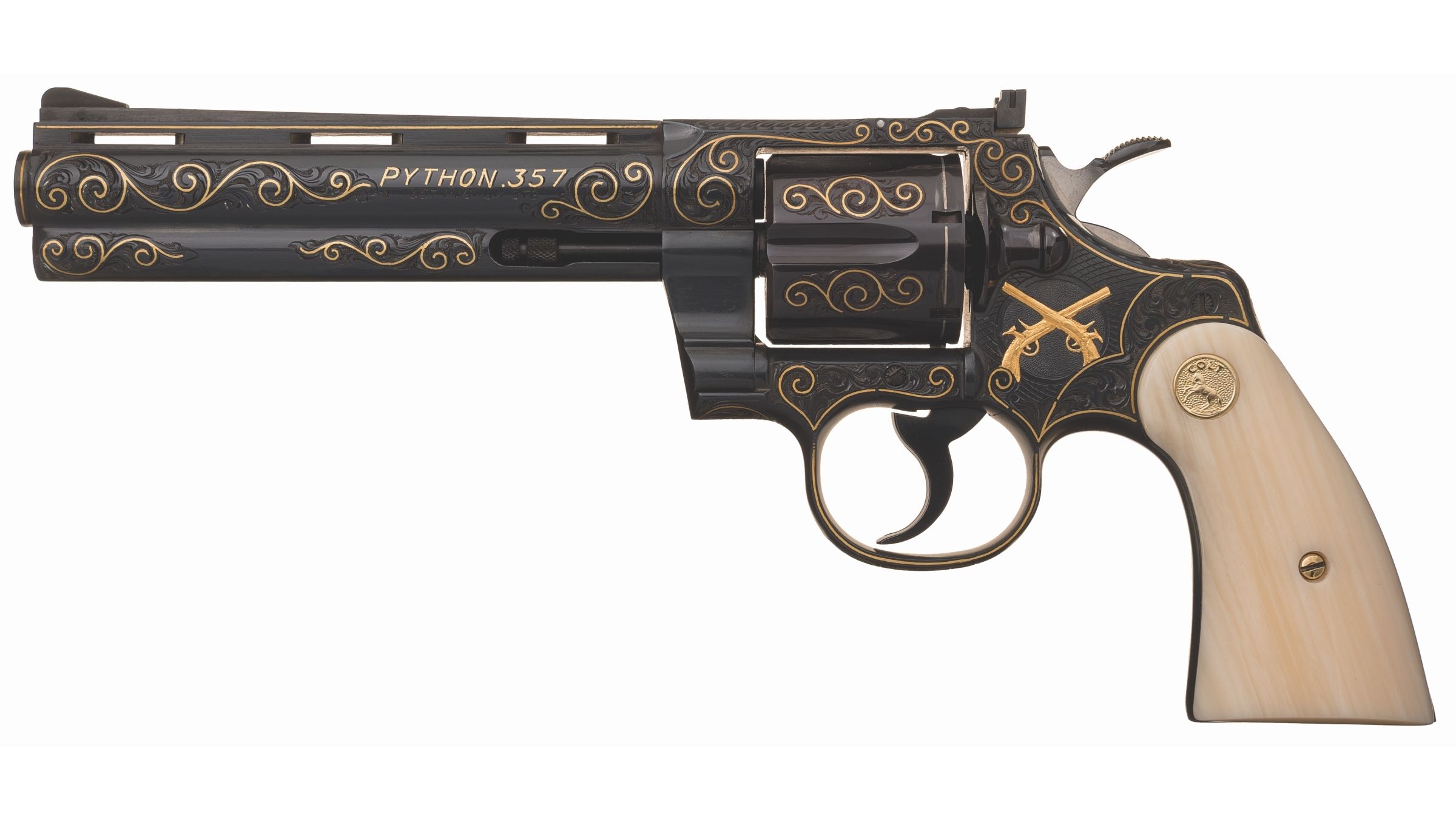Engraved-Inlaid Floyd Warren Signed Colt Python Revolver | Rock Island ...