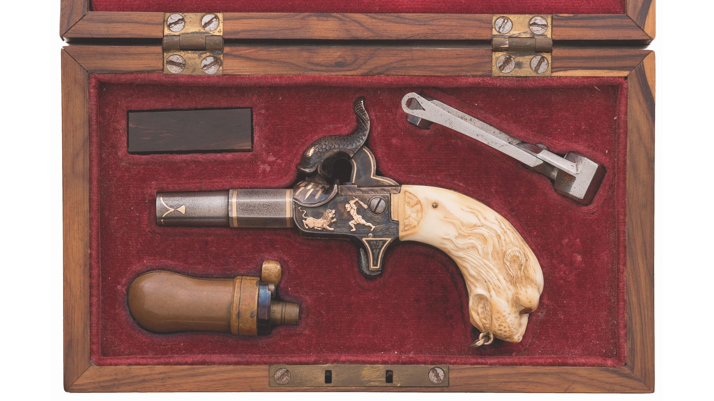 Alvin A. White Signed, Engraved, and Gold Inlaid Derringer Rock