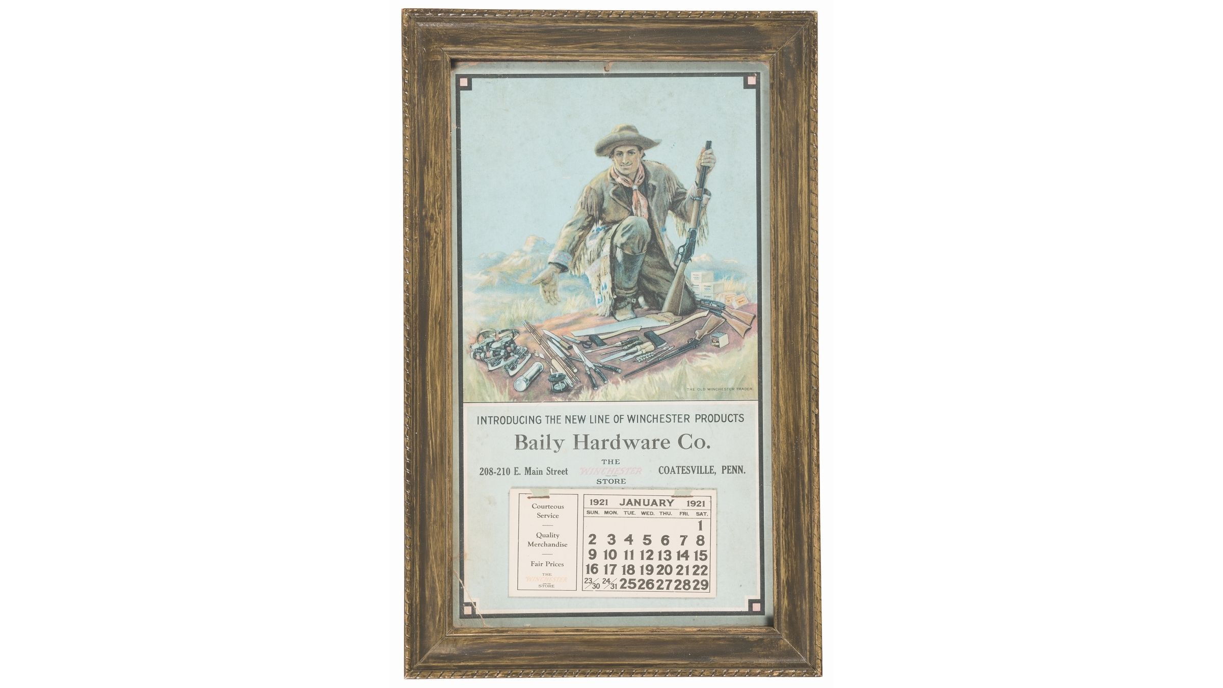 Framed Winchester Hardware Store Calendar Advertisement Rock Island