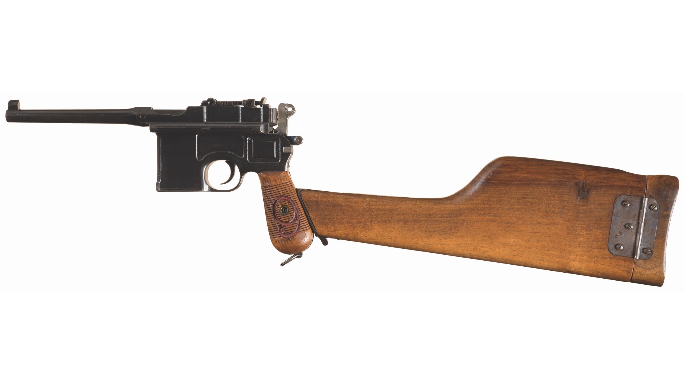 Wwi German 1896 Red 9 Broomhandle Mauser Pistol With Stock Rock Island Auction 2780