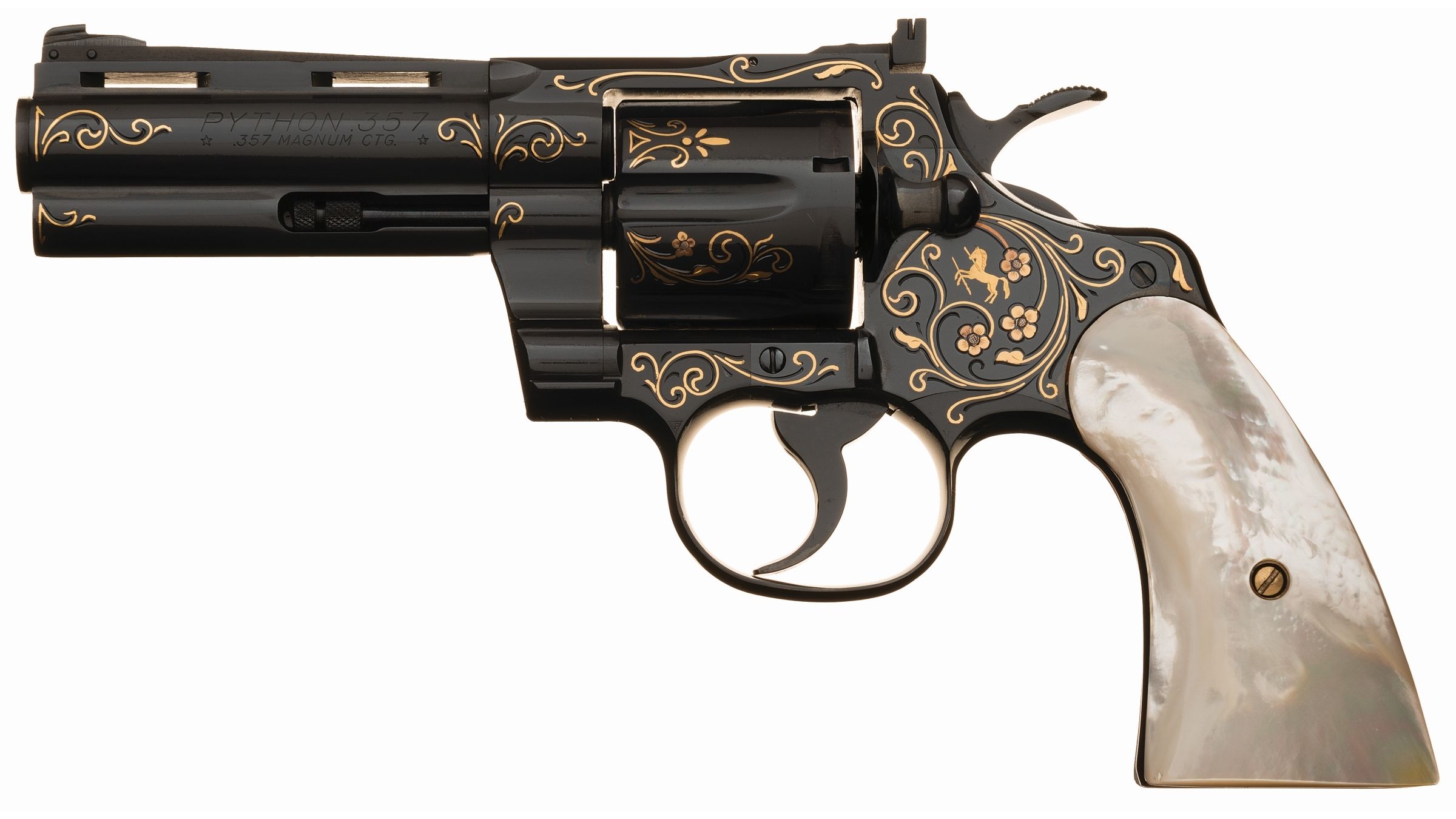 Clint Finley Engraved and Gold Inlaid Colt Python Revolver | Rock ...