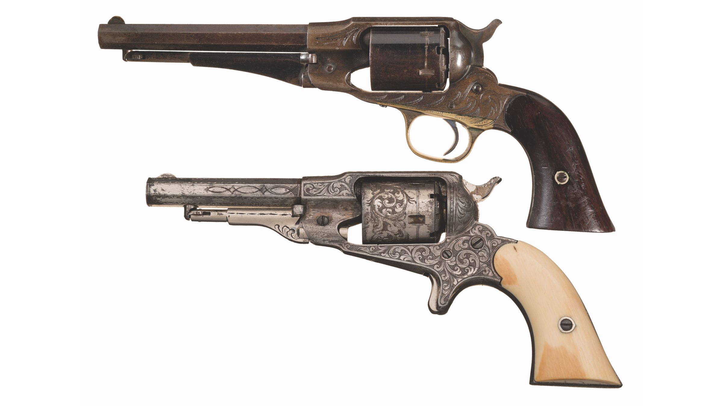 Two Engraved Remington Rimfire Conversion Revolvers | Rock Island Auction