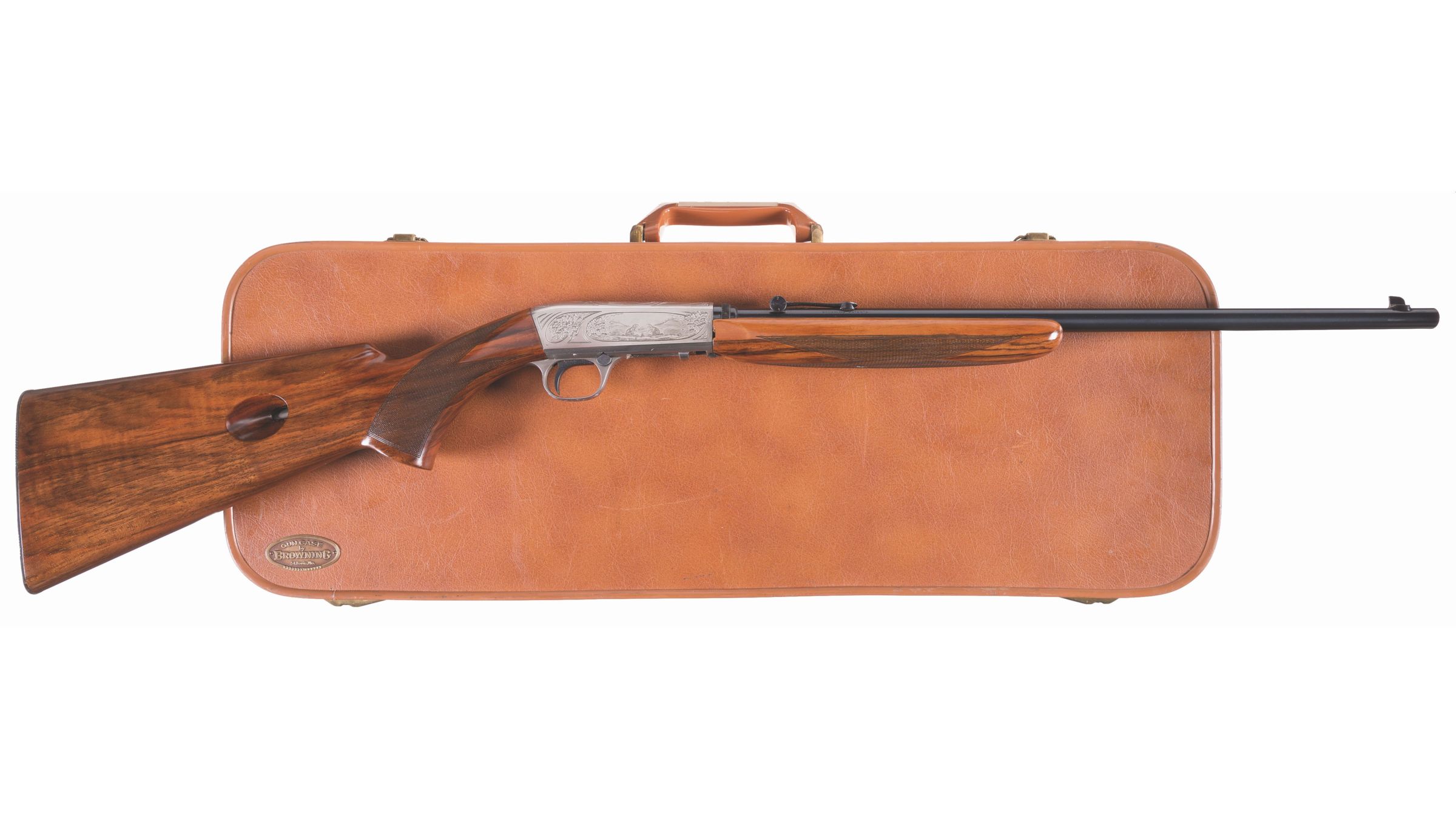 Engraved Browning Grade II 22 Semi Automatic Rifle With Case Rock   1414 