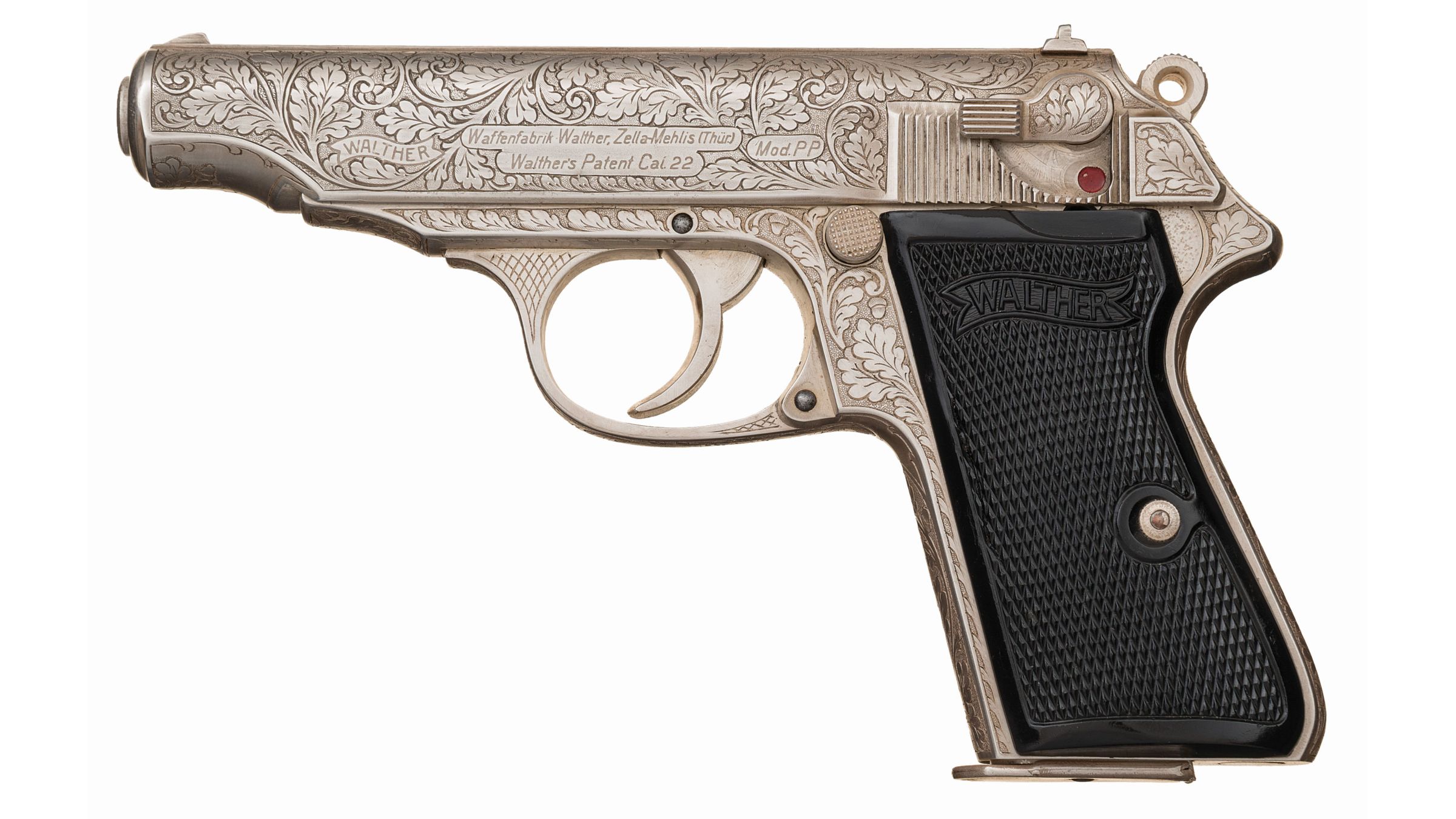 Engraved Nickel Walther PP 22 LR Pistol | Rock Island Auction