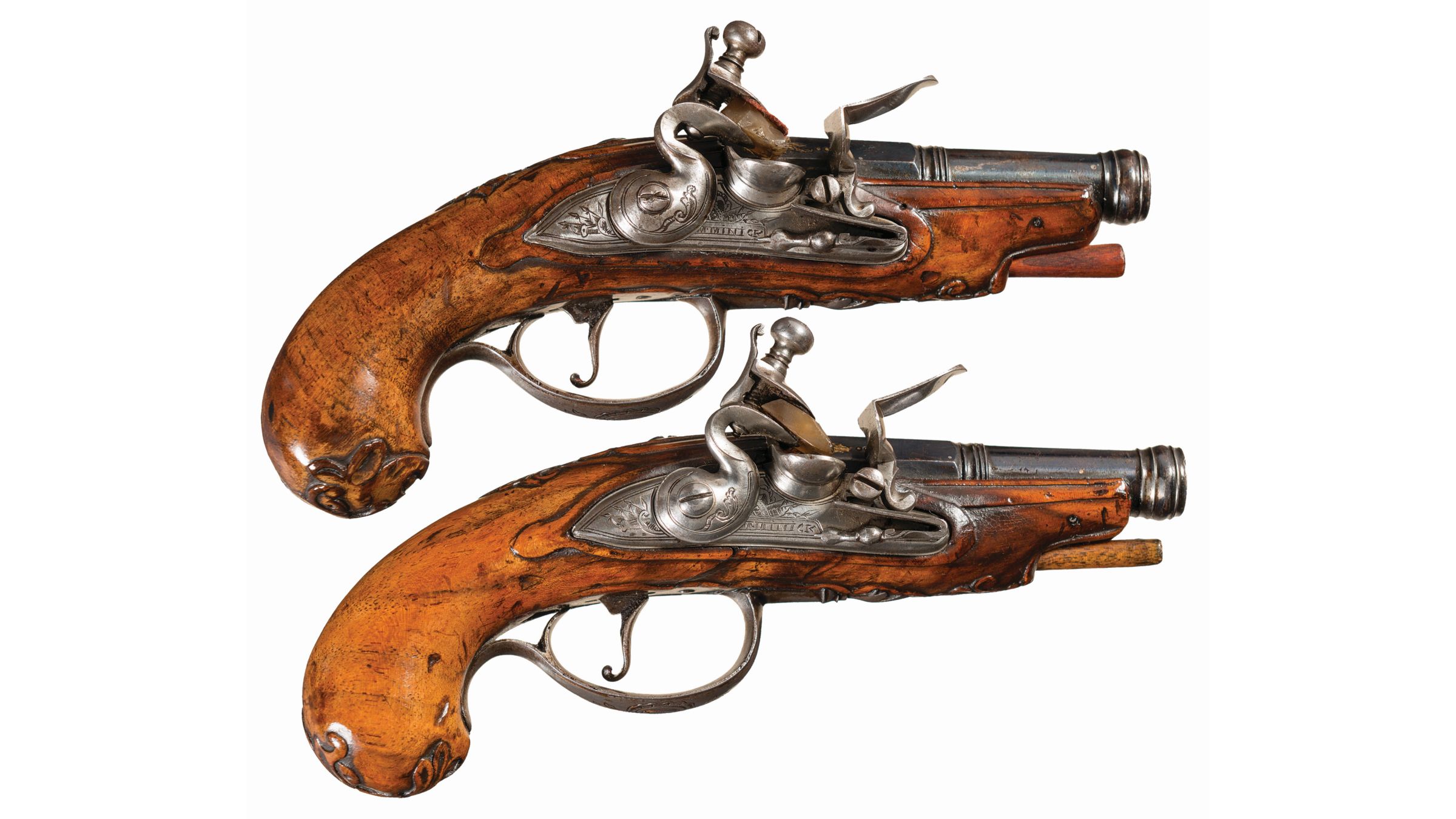 Pair of M. Minick Flintlock Pocket Pistol Rock Island Auction