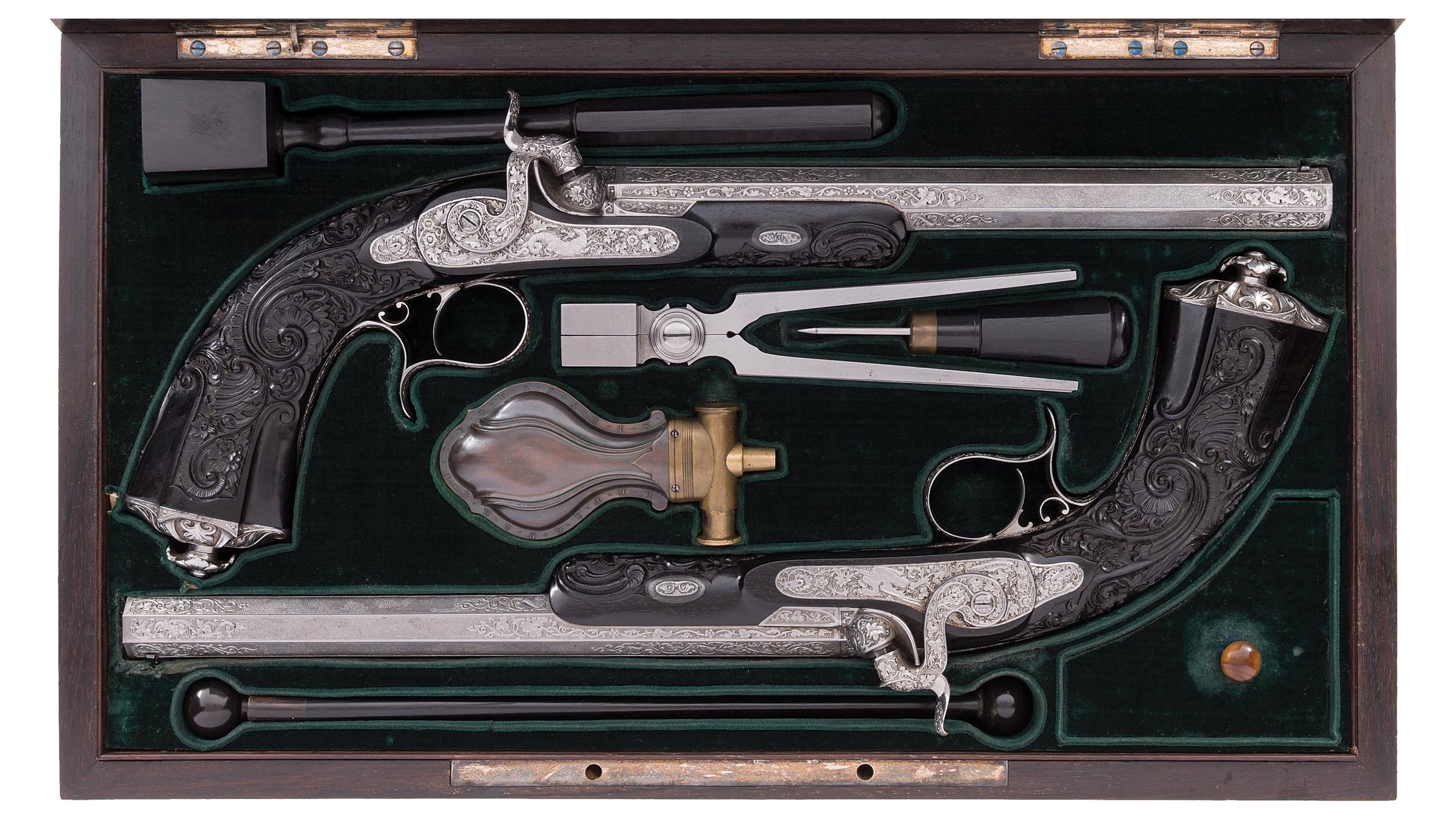 1859 Dated Cased Pair of LePage Moutier Dueling Pistols