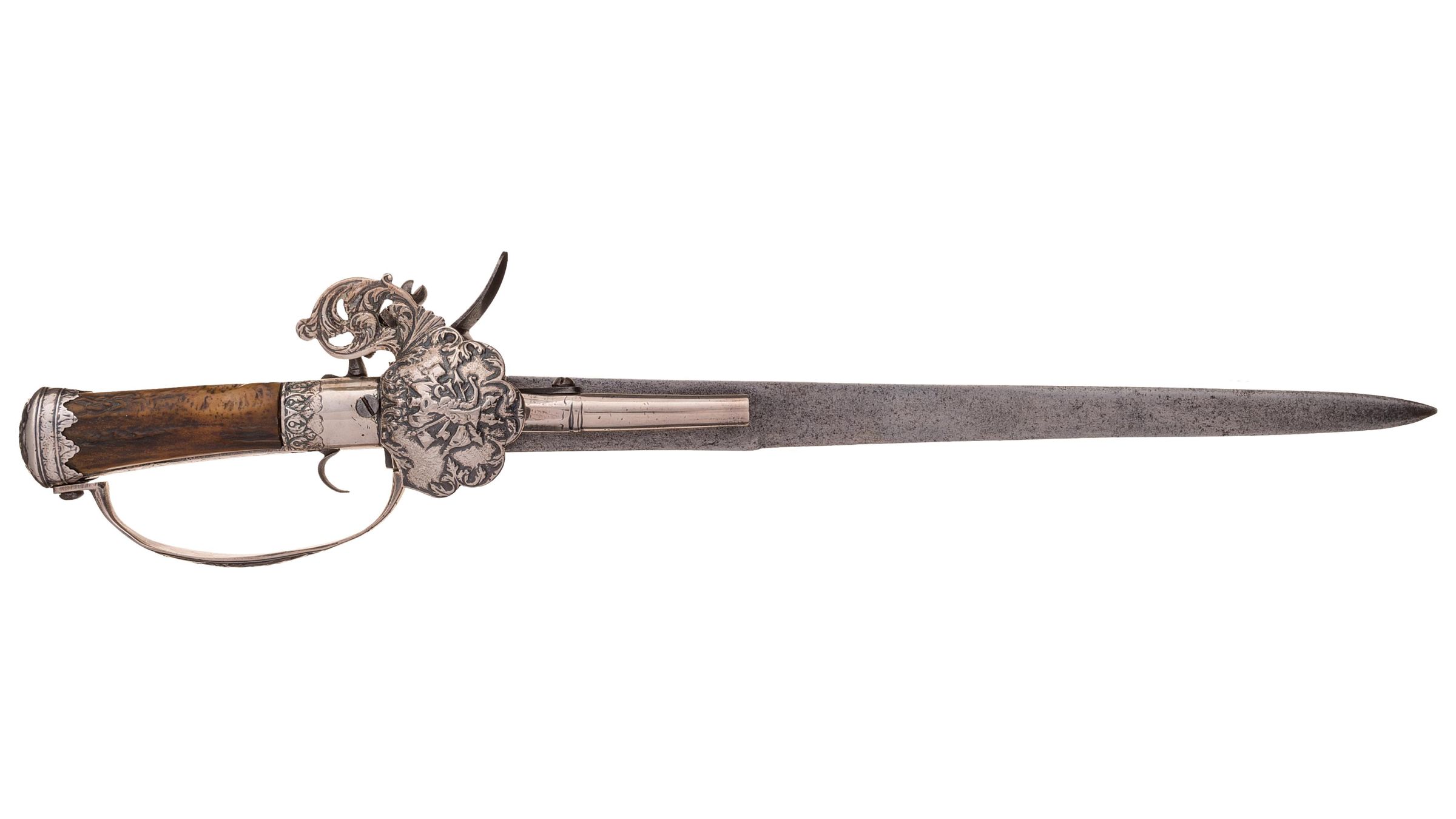 Ornate Combination Hunting Knife/Flintlock Pistol Rock Island Auction