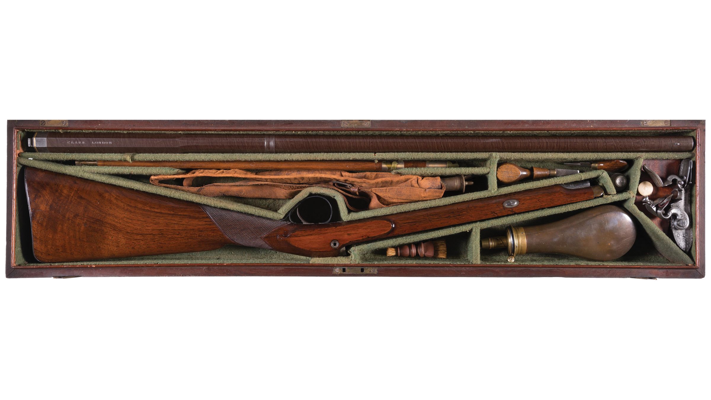 Engraved Clark 14 Bore Single Barrel Flintlock Shotgun 