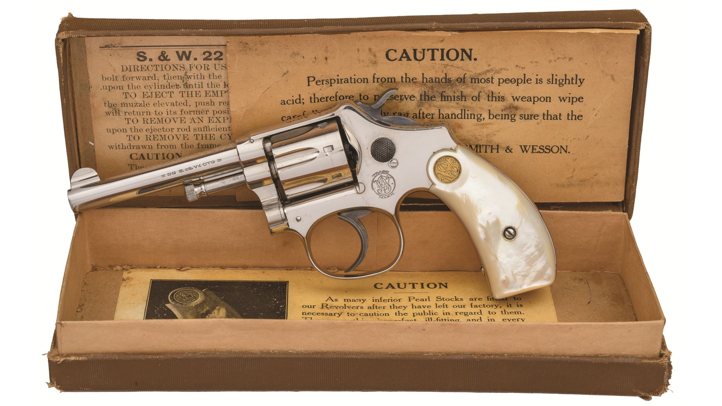 Nickel Smith & Wesson First Model Ladysmith DA Revolver with Nickel Smith & Wesson First Model Ladysmith DA Revolver with