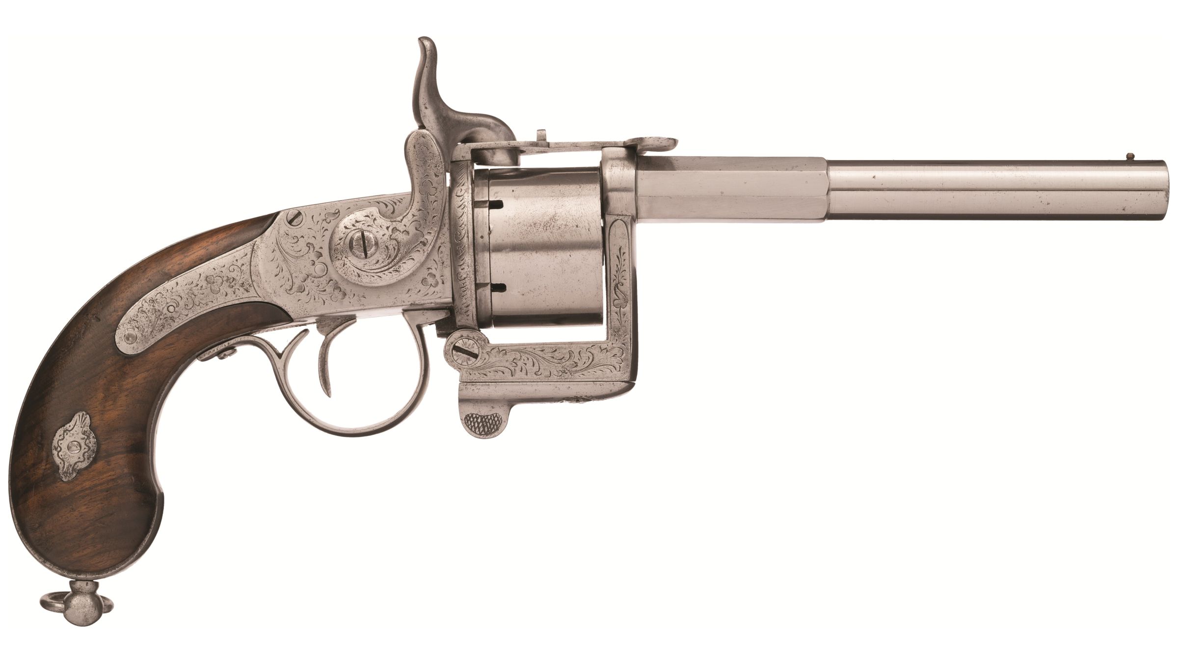 Engraved Eyraud Brevete Sidehammer Pinfire Revolver Rock Island Auction 3758