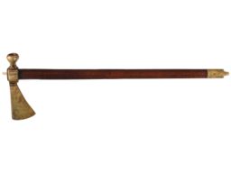American Engraved Brass Pipe Tomahawk, Late 18th Century
