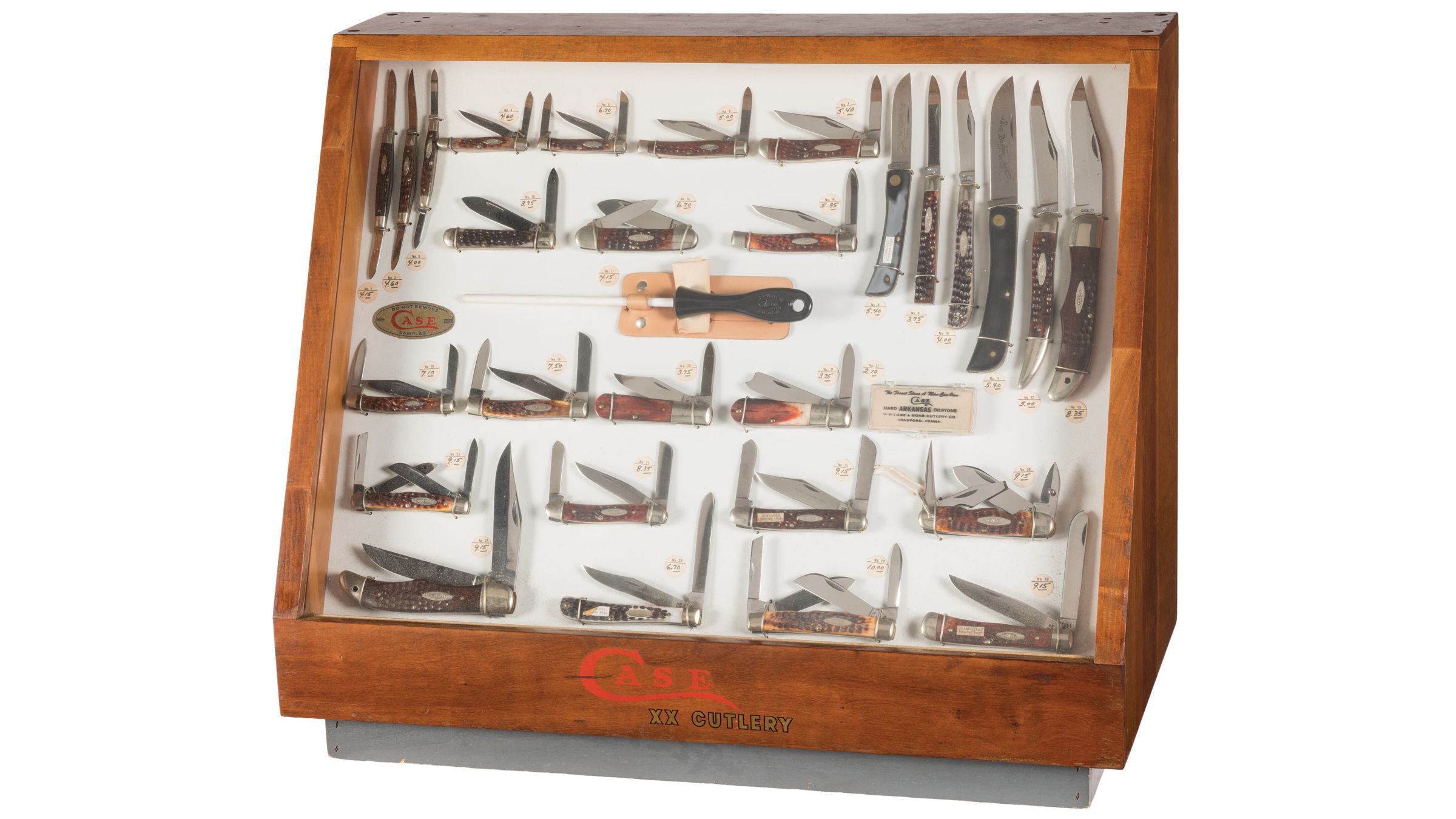 Case Knife Display Case with Collection of Knives Rock Island Auction