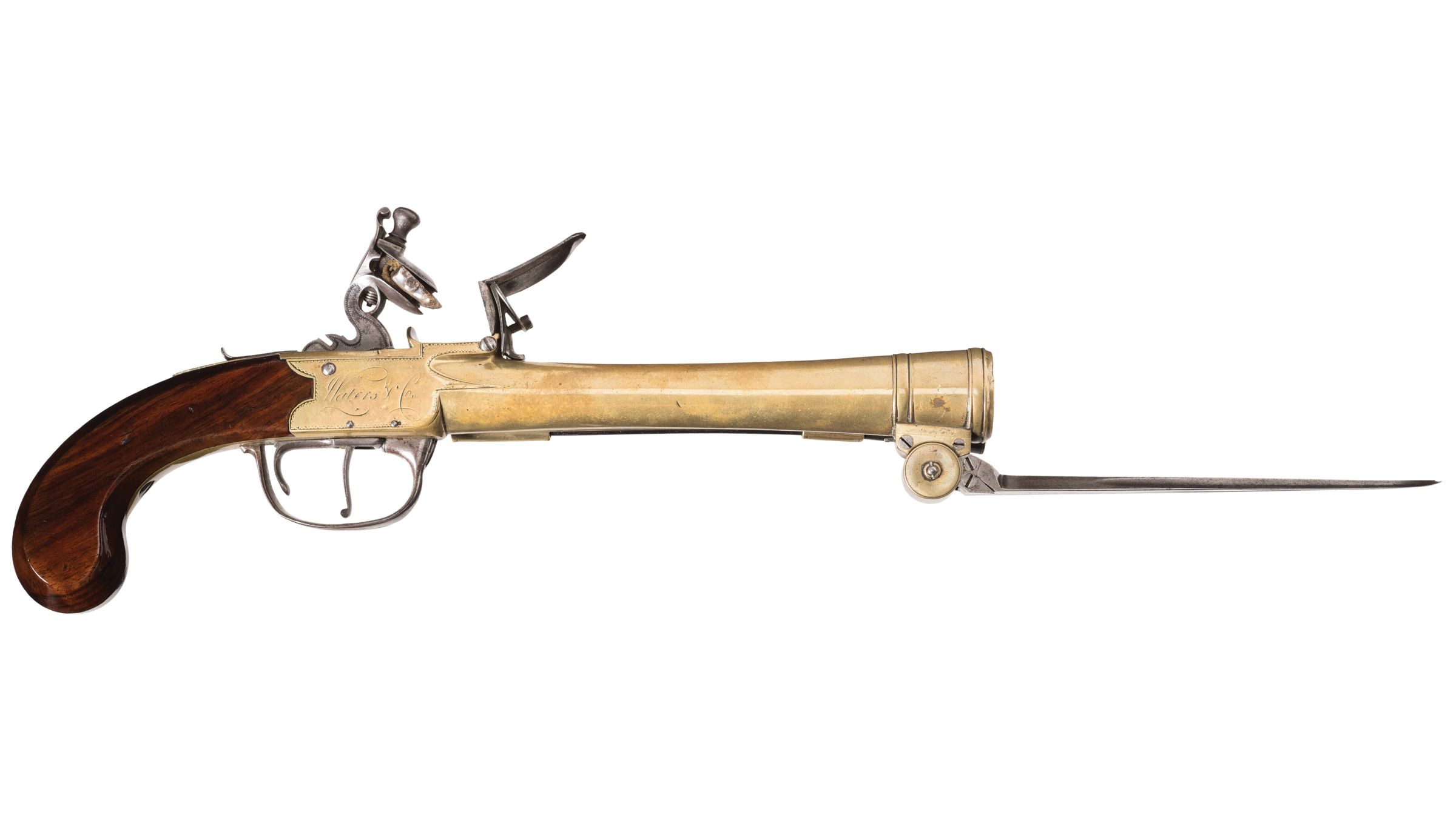 Large Flintlock Blunderbuss w/ Bayonet by Waters & Co (AL7463) ATX