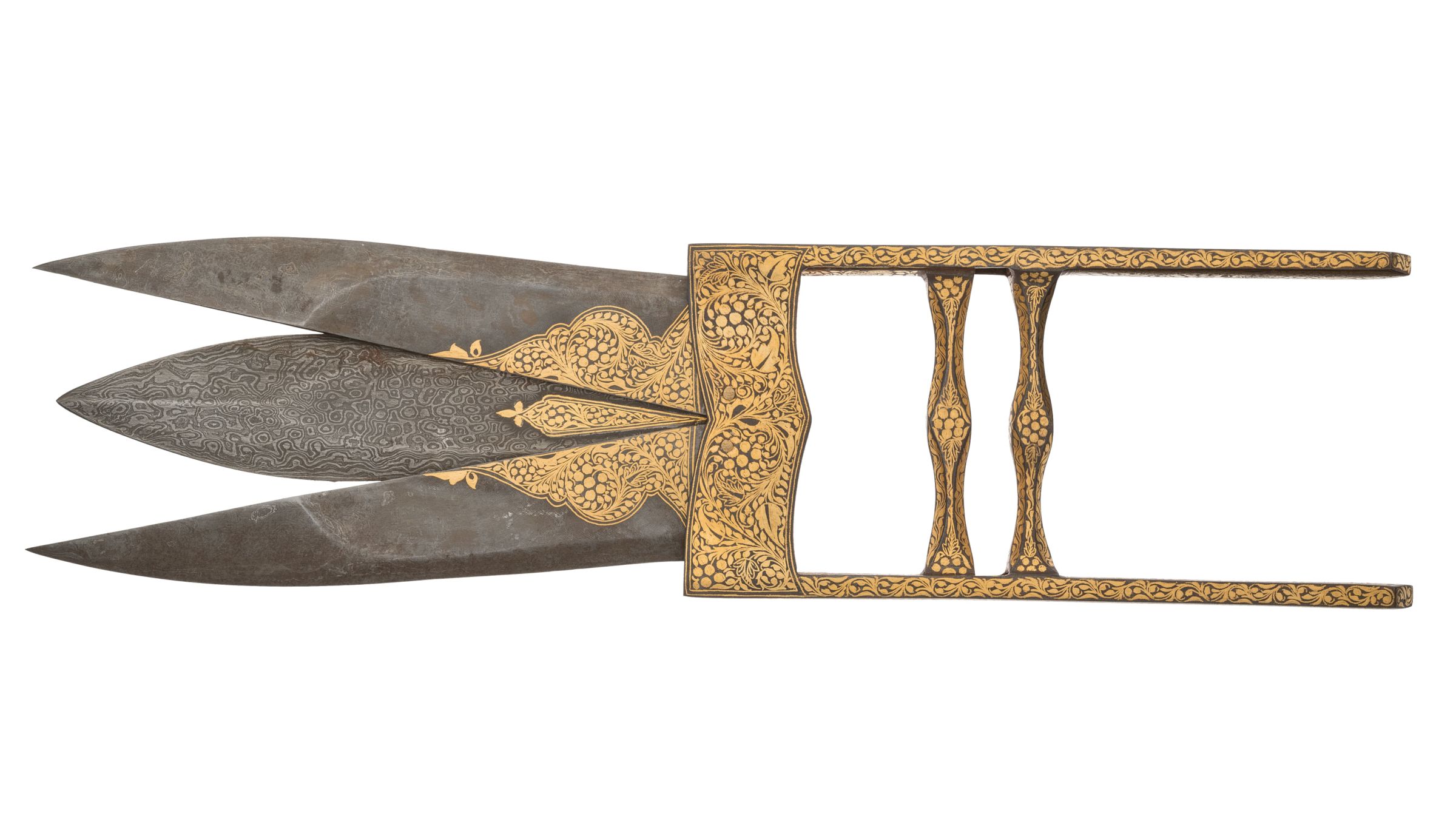 Koftgari Ornamented Indian Scissors Katar/Jamadhar Sehlikaneh | Rock