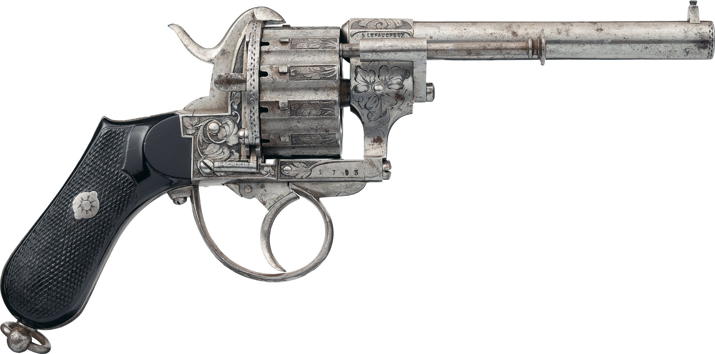 Engraved J Chaineux Brevete Twelve Shot Pinfire Revolver Rock Island Auction 2461