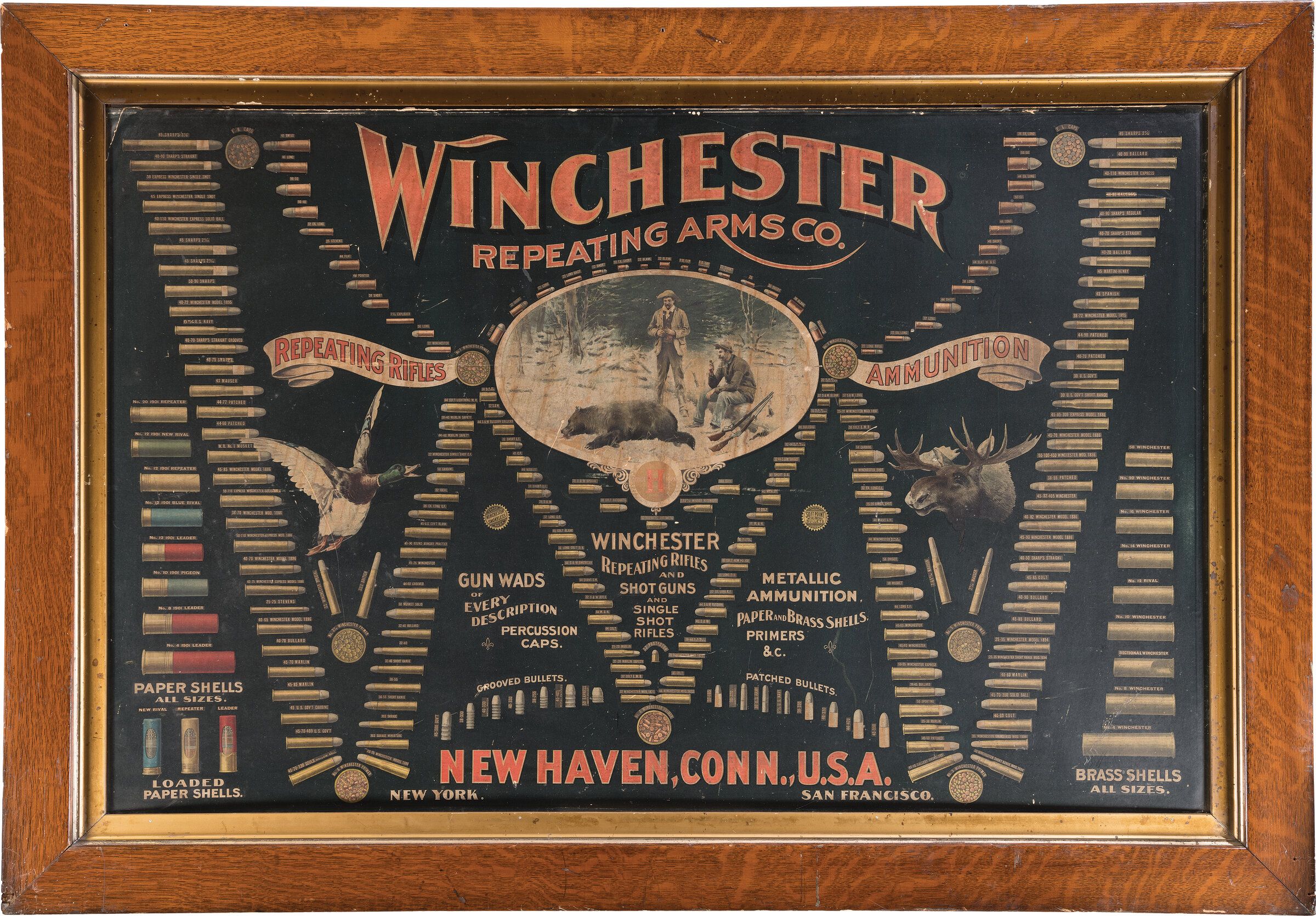 Winchester Lithograph "Double W" 1902 Pattern "Cartridge Board" Rock