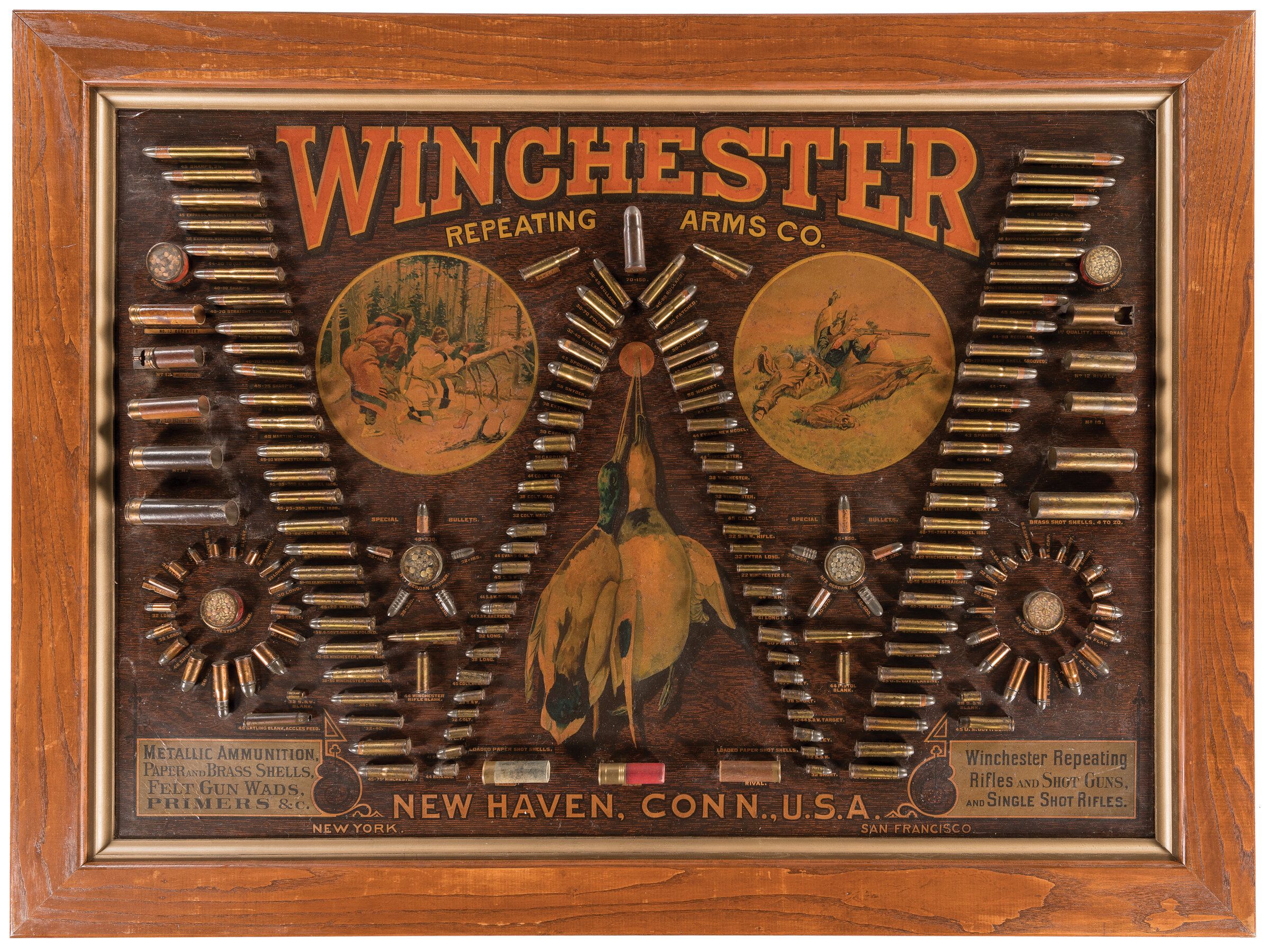 Winchester Single "W" Cartridge Display Bullet Board Rock Island Auction