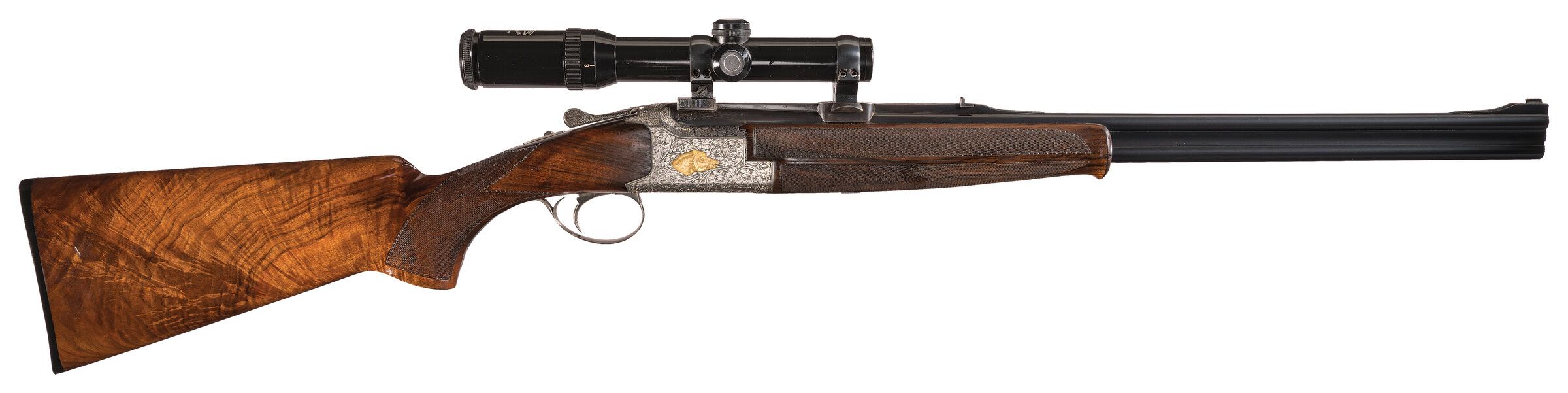 Ernst Engraved and Gold Inlaid Belgian Browning Over/Under Rifle | Rock ...