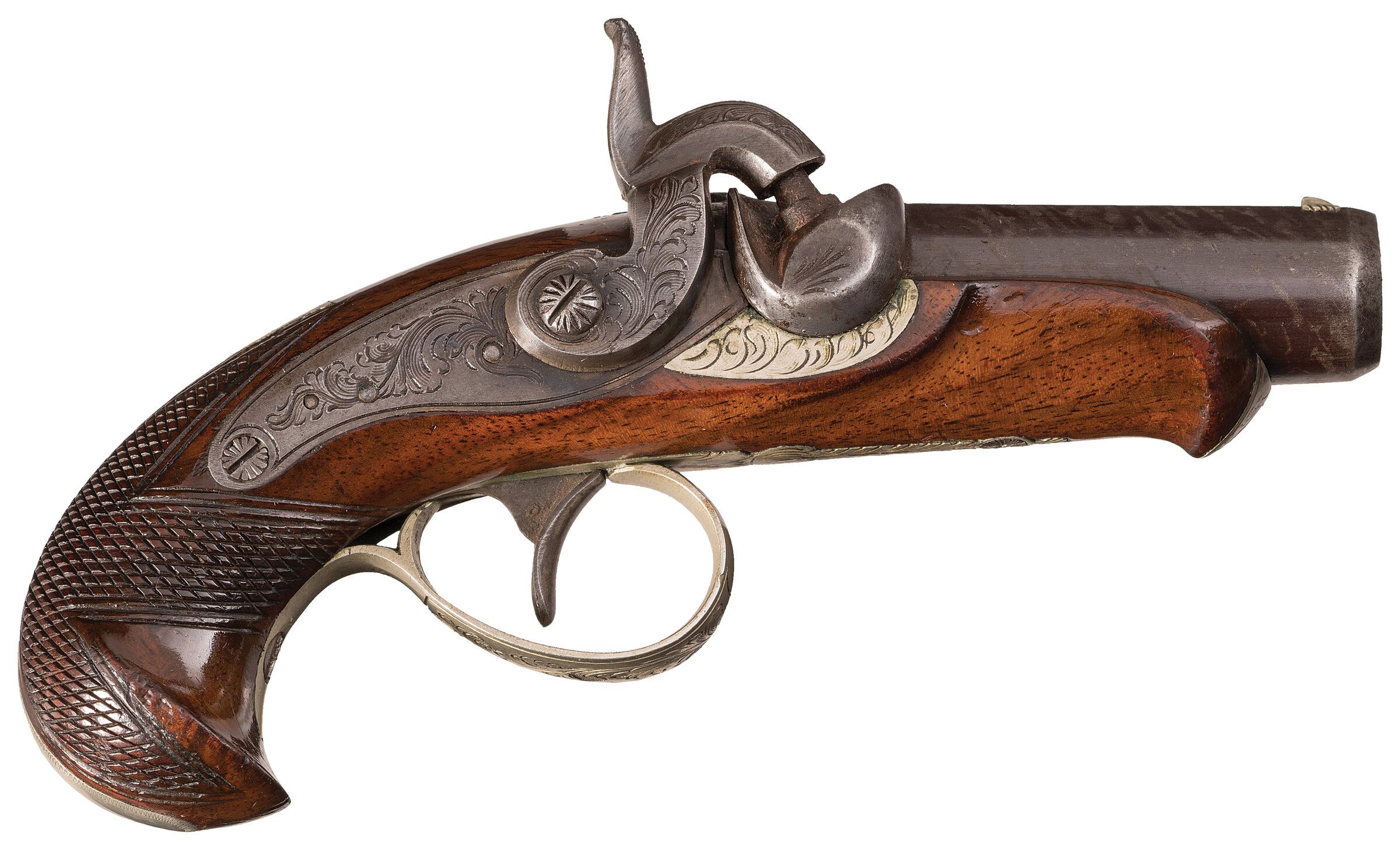 J.E. Evans Engraved Philadelphia Derringer Percussion Pistol | Rock ...