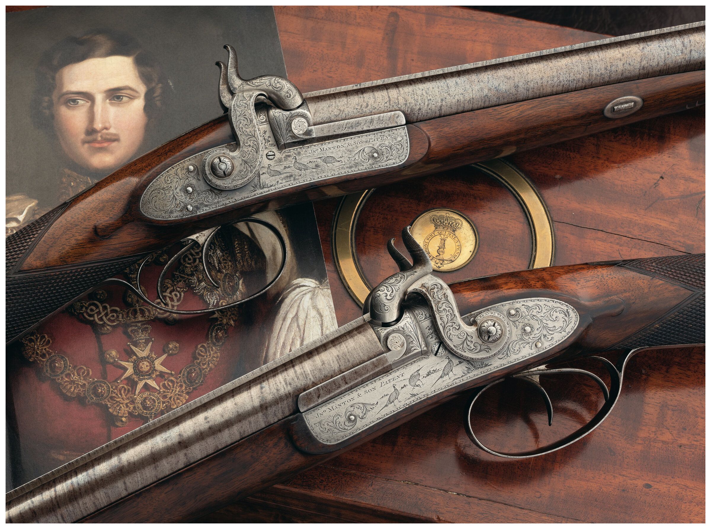 Cased Pair of British Royal Manton Percussion Shotguns | Rock Island ...