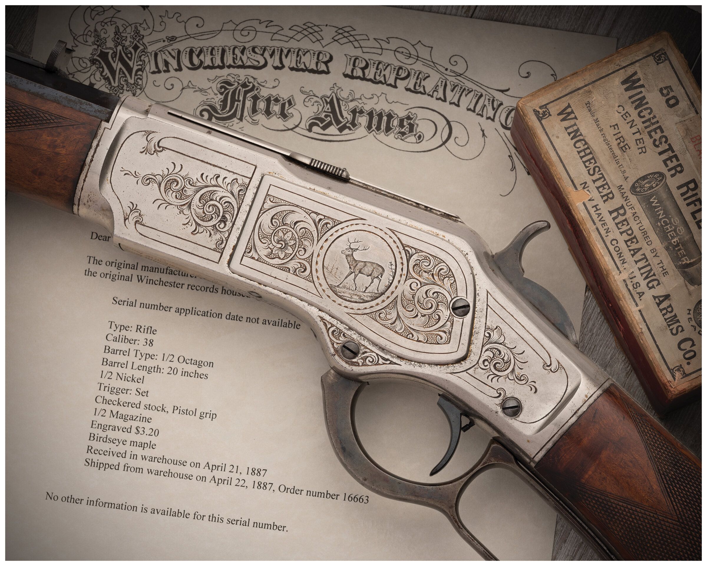 Engraved Deluxe Winchester Model 1873 Lever Action Rifle | Rock