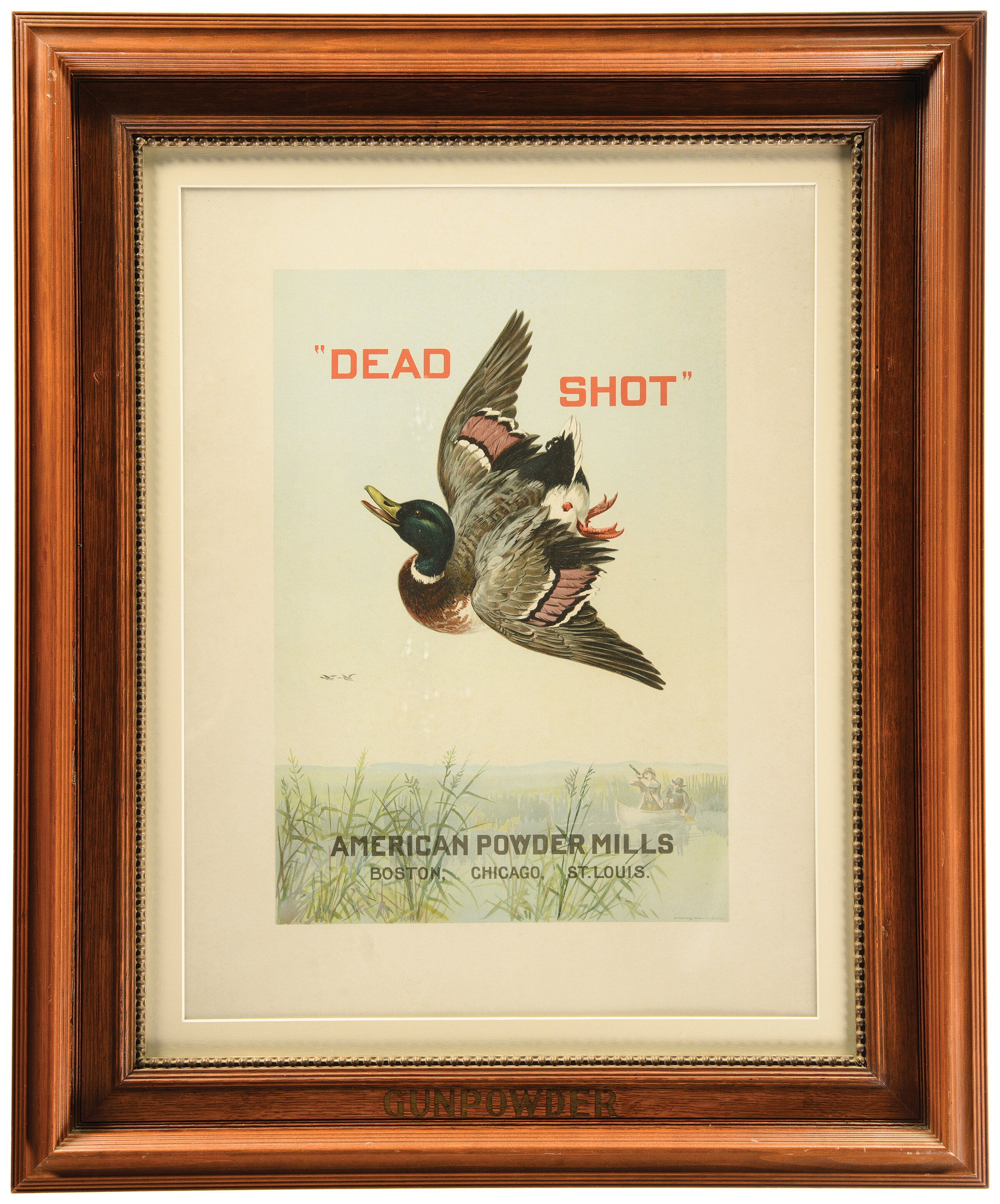 Framed "Dead Shot" American Powder Mills Advertisement Rock Island