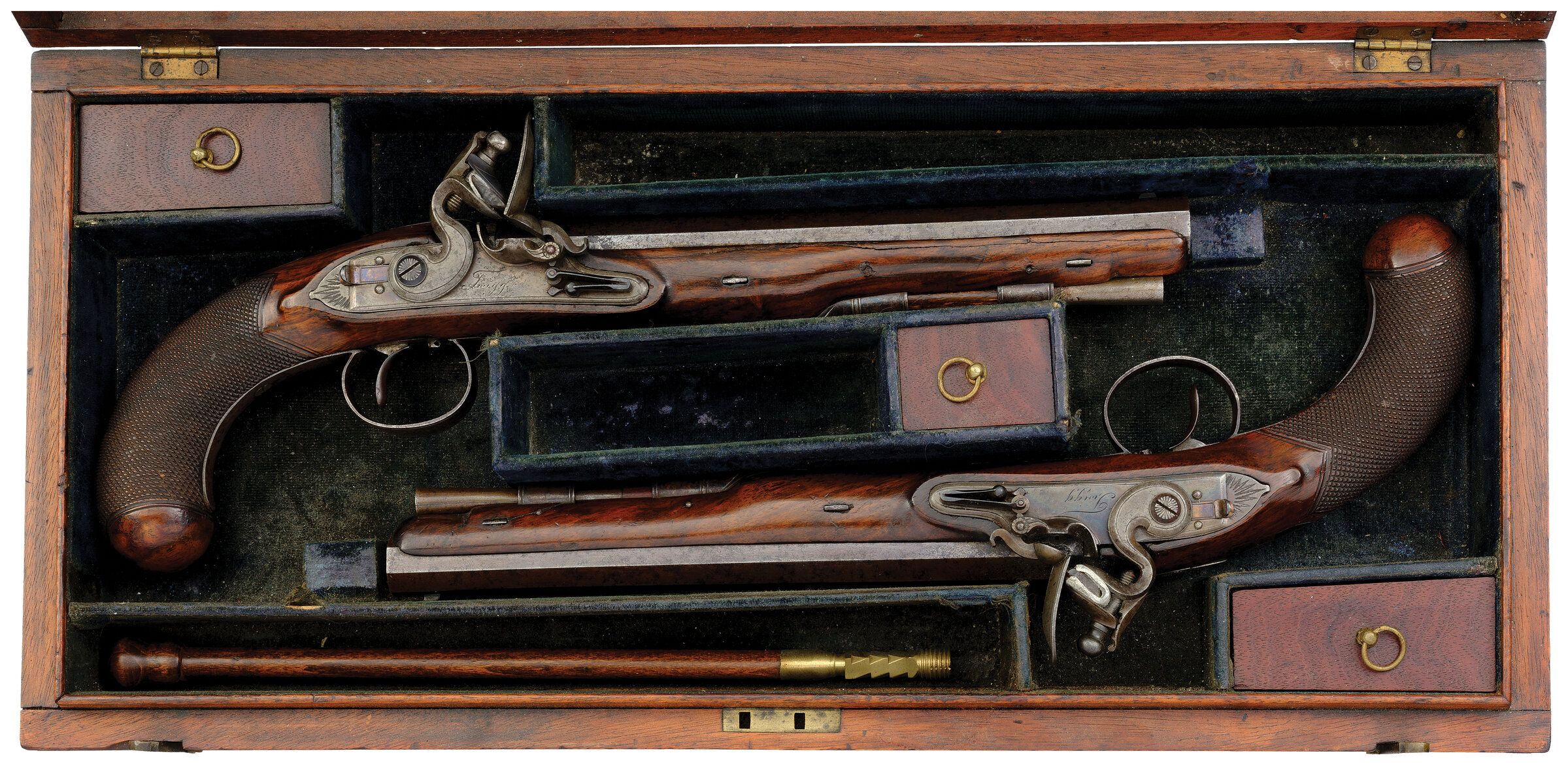 Cased Pair Of Engraved British Flintlock Dueling Pistols Rock Island Auction 1951