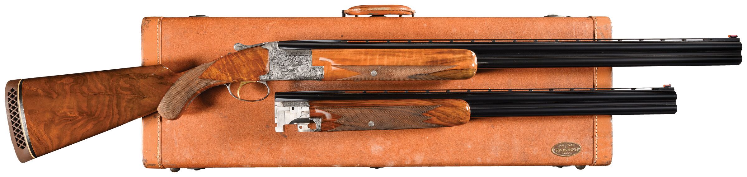 Engraved Browning Superposed Diana Grade Shotgun 2 Barrel Set Rock