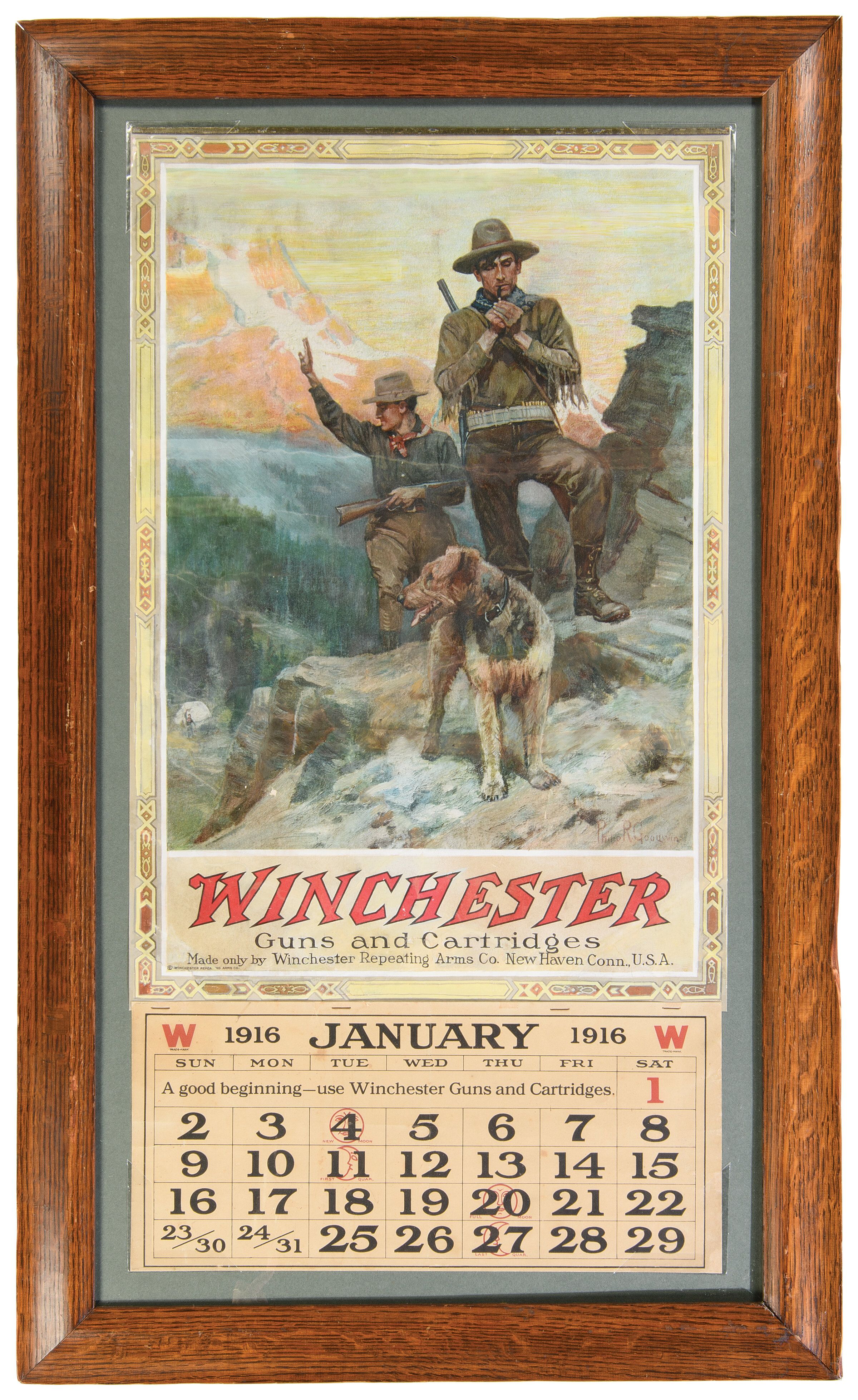 Framed January 1916 Winchester Calendar By Philp R. Goodwin | Rock  display picture 1