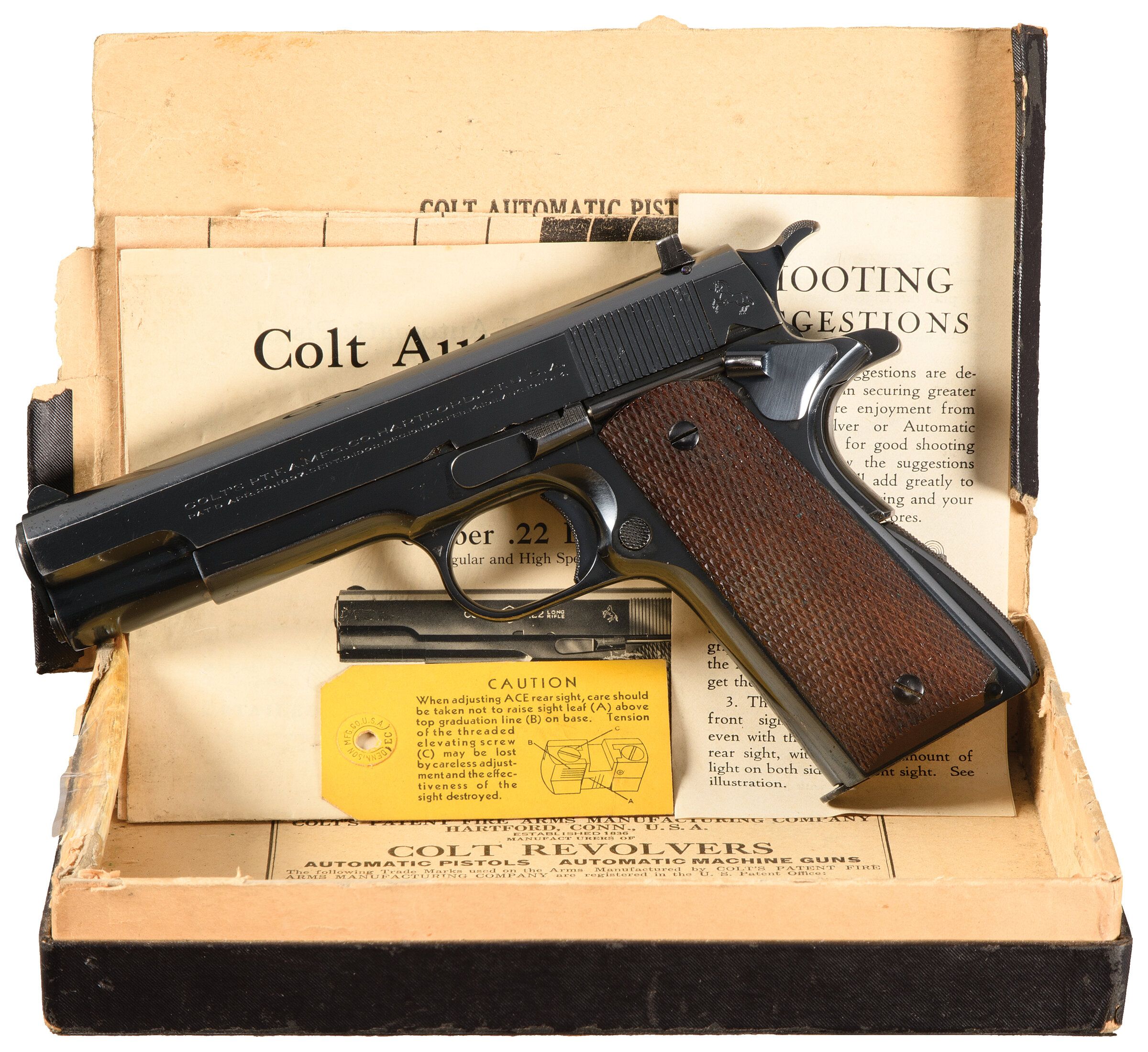 Pre-World War II Colt Ace Semi-Automatic Pistol with Box | Rock Island ...