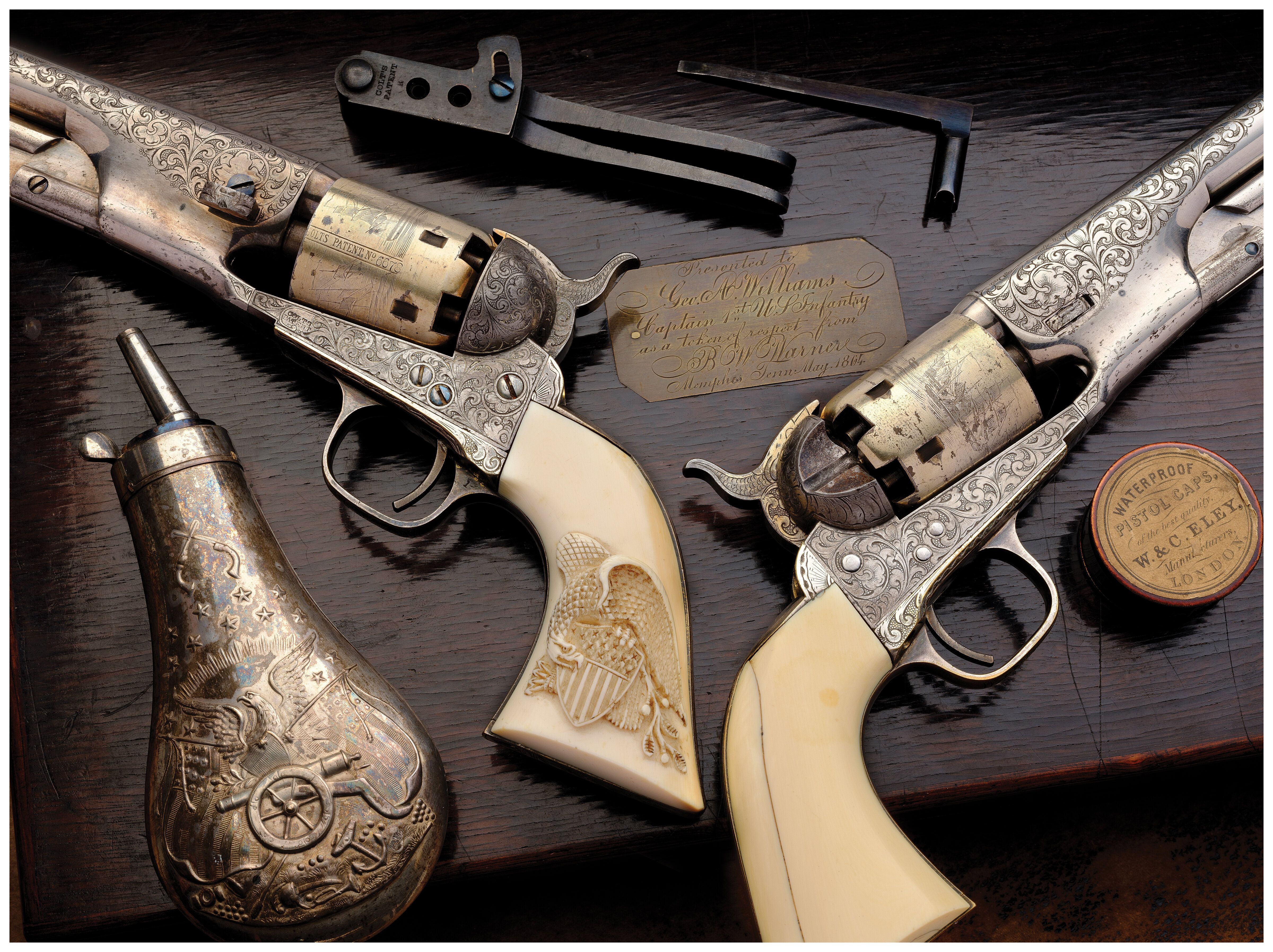 Cased Colt 1861 Navy Revolvers Presented to Capt. Geo. Williams
