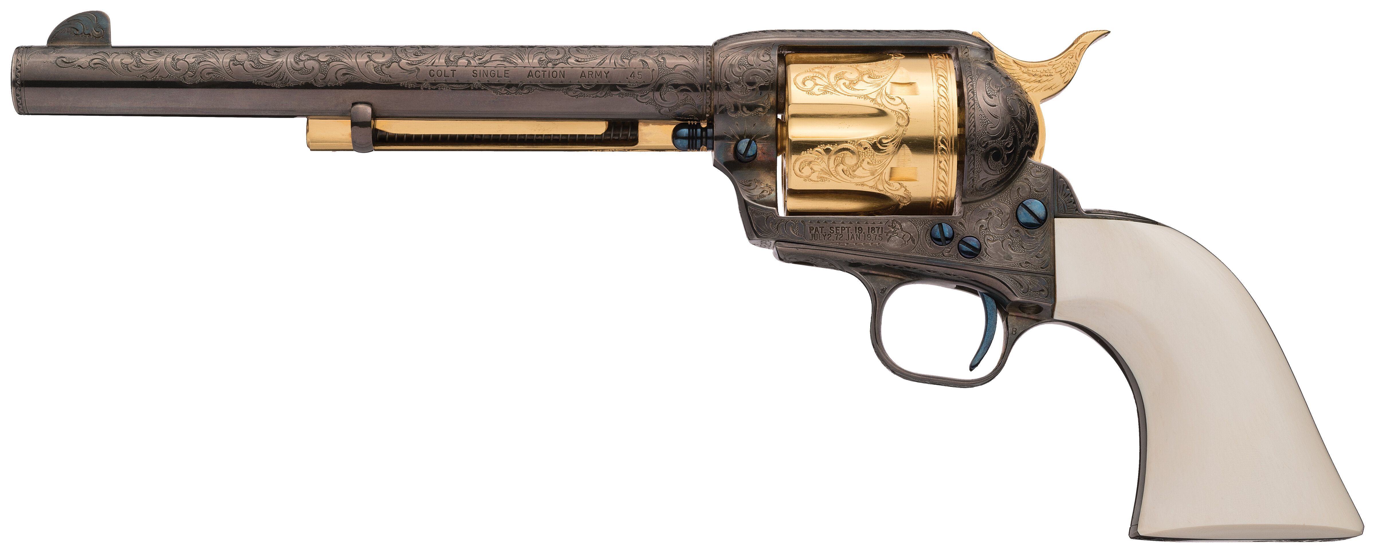 J. Adams Engraved, Gold and Silver Colt SAA Revolver | Rock Island Auction